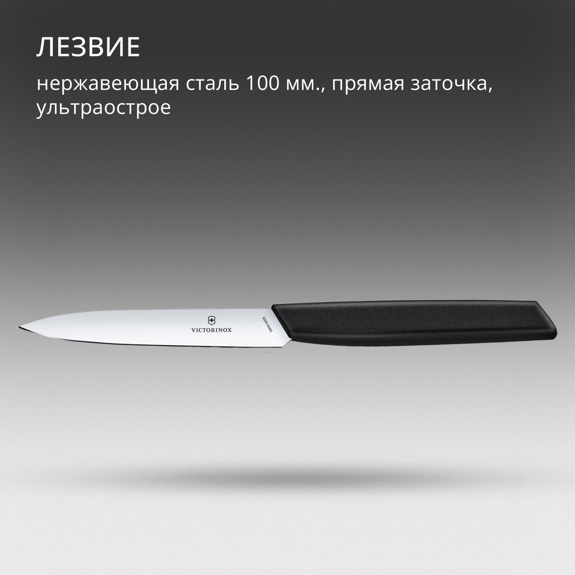 Нож кухонный Victorinox Swiss Modern (6.9003.10) стальной универсальный лезв.100мм прямая заточка черный