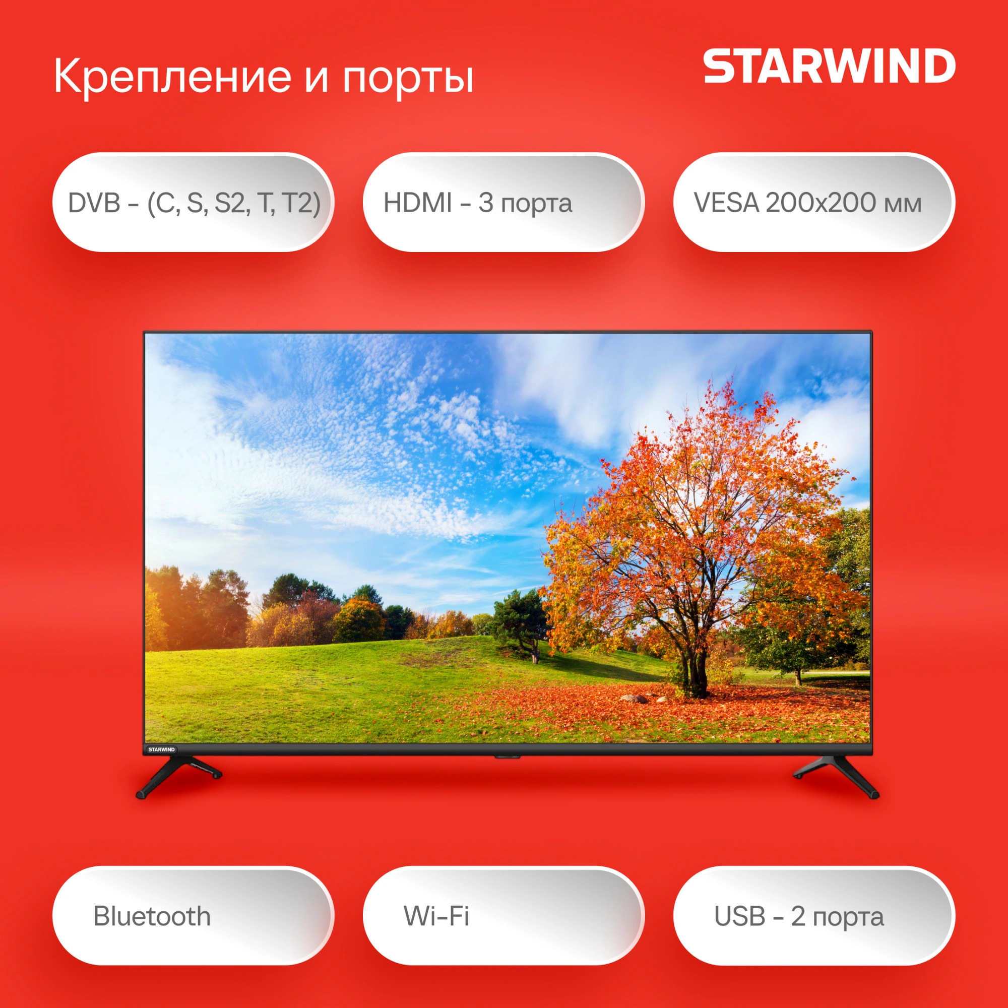 Телевизор LED Starwind 43" SW-LED43UG405 Яндекс.ТВ Frameless черный 4K Ultra HD 60Hz DVB-T DVB-T2 DVB-C DVB-S DVB-S2 USB WiFi Smart TV