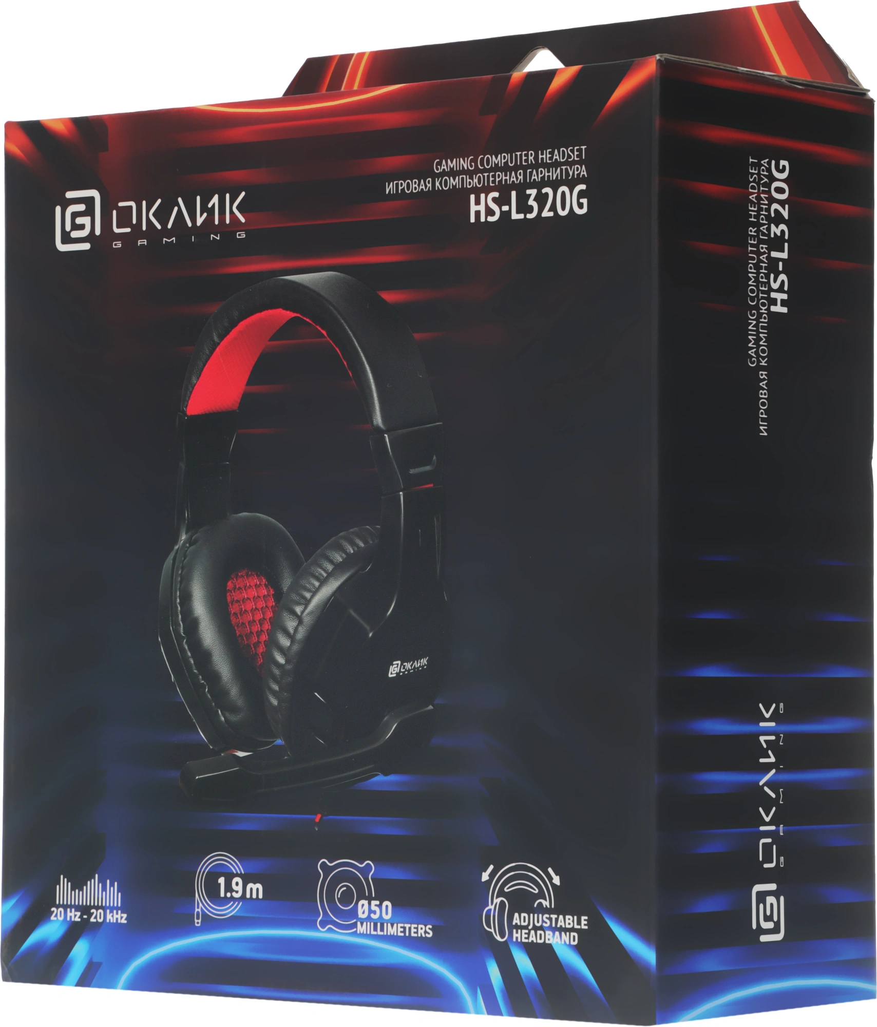 Наушники с микрофоном Оклик HS-L320G Phoenix черный/красный 1.9м мониторные оголовье (359482)