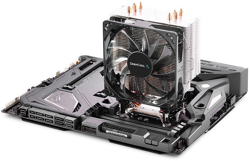 Устройство охлаждения(кулер) Deepcool Gammaxx 400 Blue Basic одноцветная Soc-AM5/AM4/1200/1700/1851 черный 4-pin 18-30dB Al+Cu 130W 640gr Ret (DP-MCH4-GMX400P-BL)