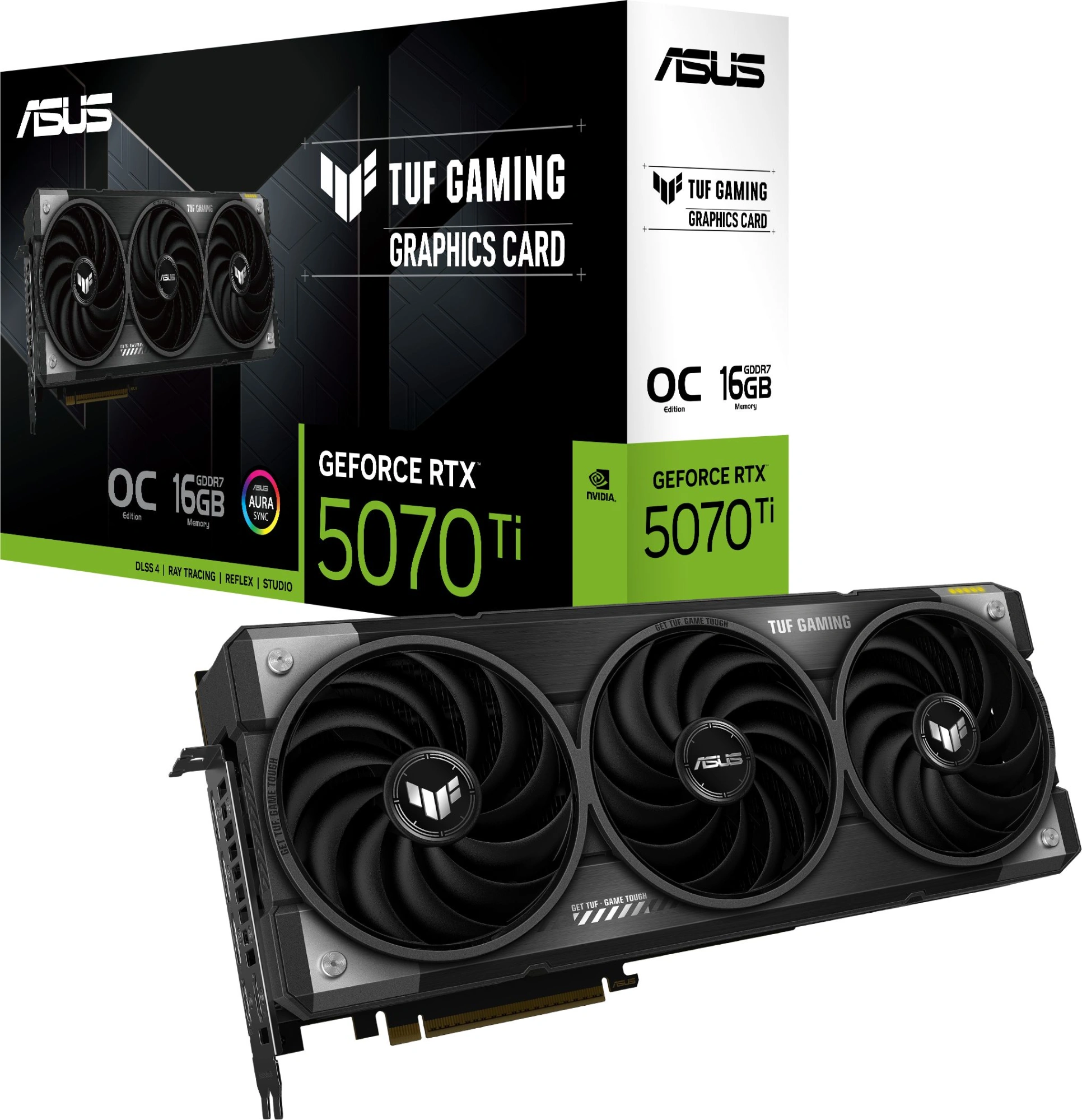 Видеокарта Asus PCI-E 5.0 TUF-RTX5070TI-O16G-GAMING NVIDIA GeForce RTX 5070TI 16Gb 256bit GDDR7 2588/28000 HDMIx2 DPx3 HDCP Ret