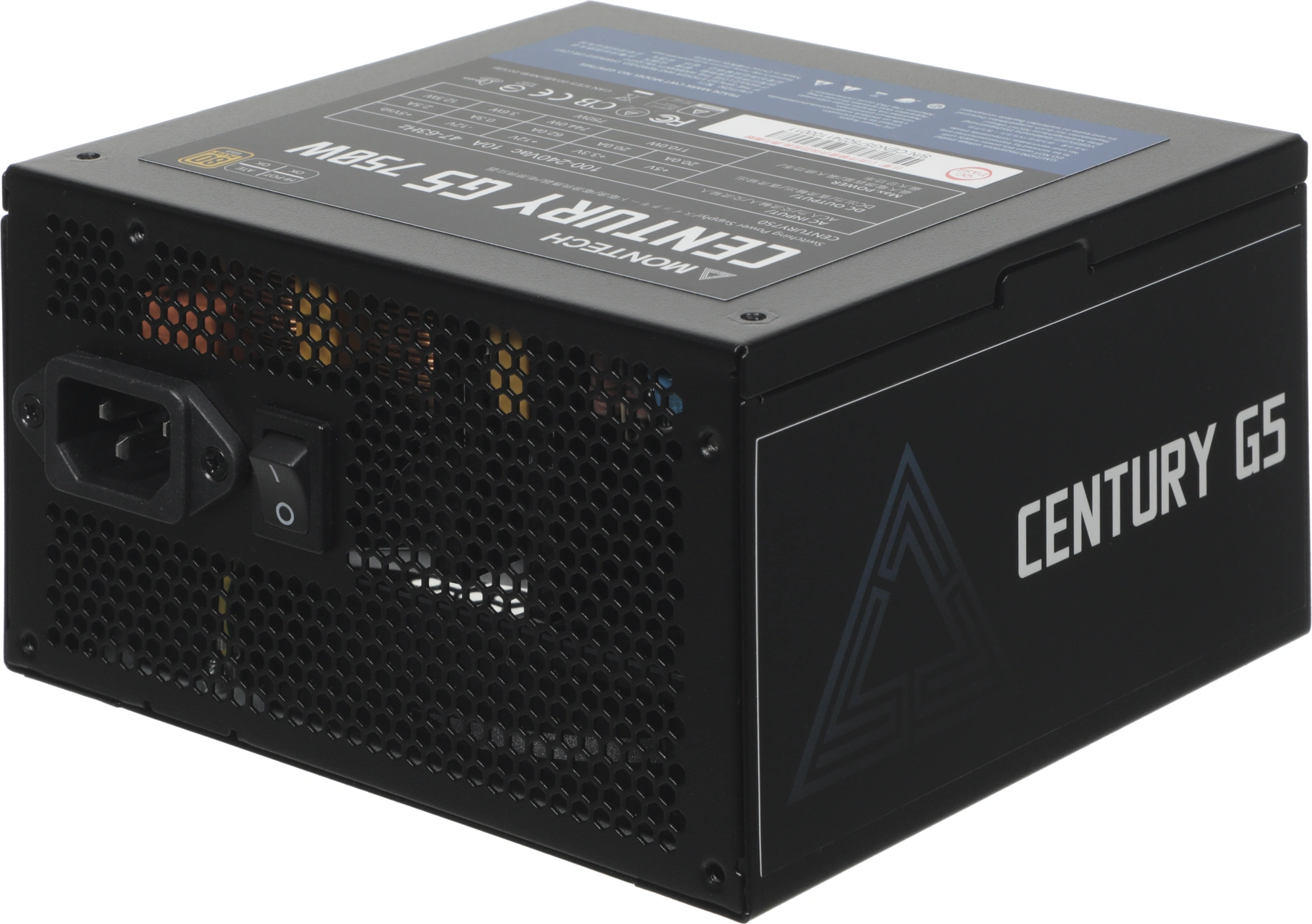 Блок питания Montech ATX 750W CENTURY GOLD G5 80+ gold (20+4pin) APFC 120mm fan 10xSATA Cab Manag RTL