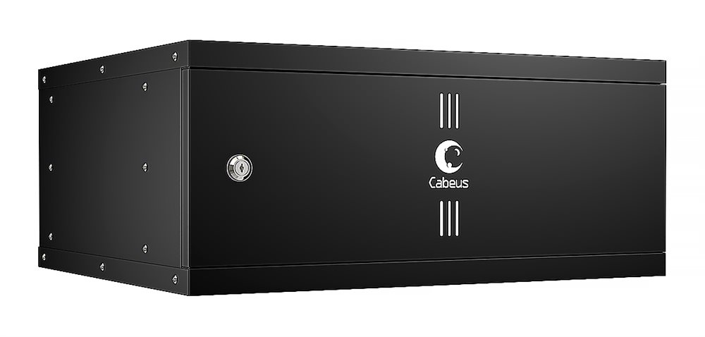 Cabeus WSC-05D-4U55/45m-BK - Шкаф телекоммуникационный настенный 19" 4U, серия LIGHT разборный, дверь металл, цвет черный