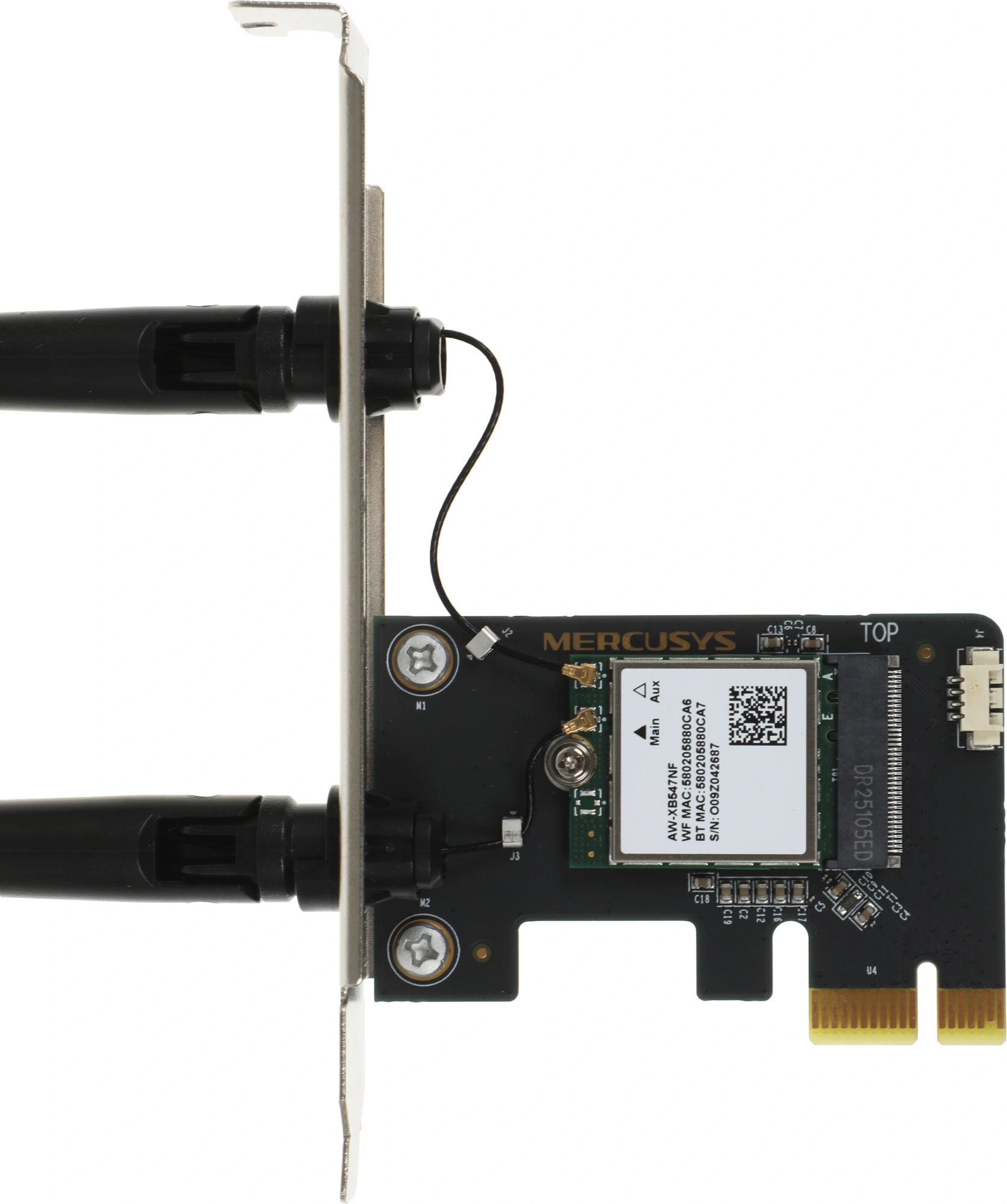 Сетевой адаптер Wi-Fi + Bluetooth Mercusys MA70XE AX1800 PCI Express (ант.внеш.несъем.) 2ант.