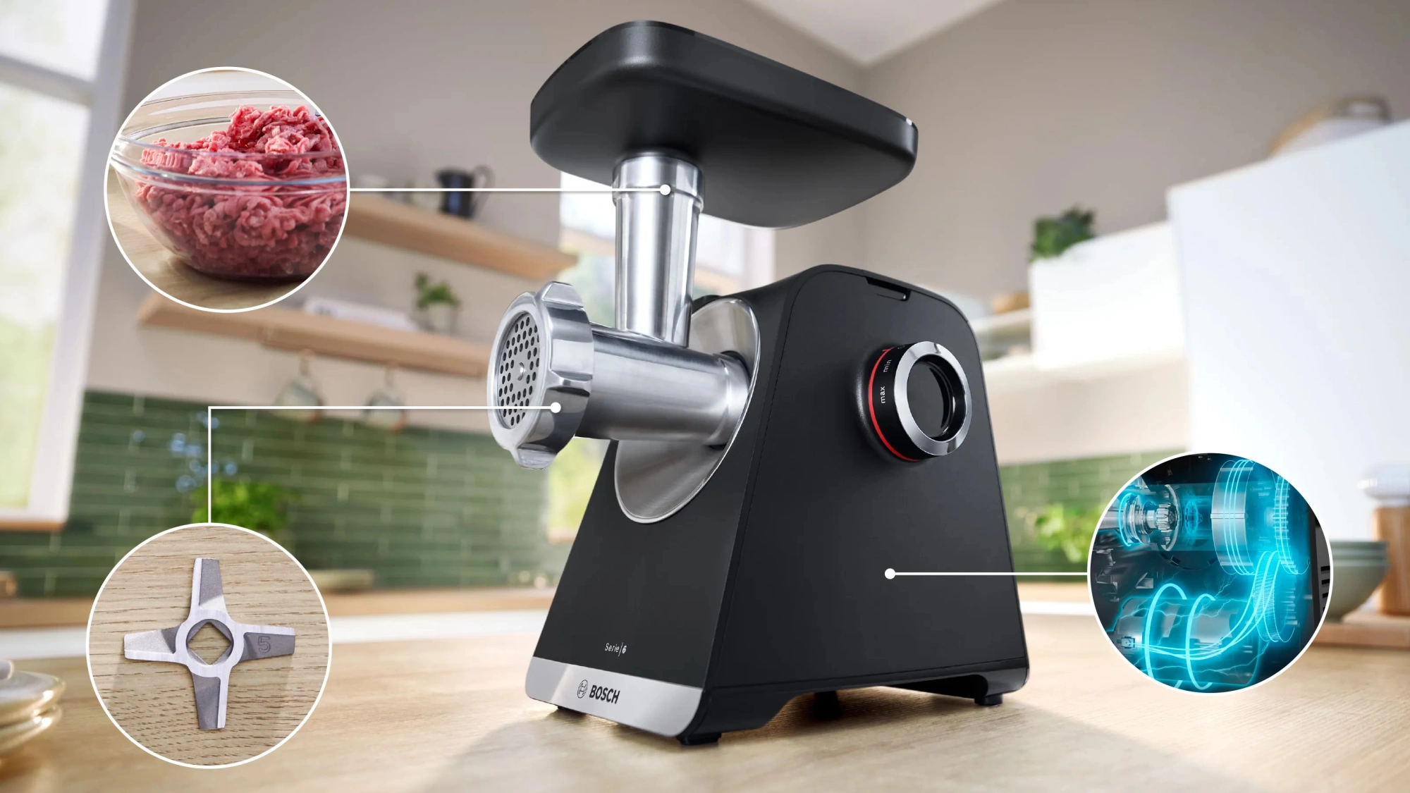 Мясорубка Bosch MFWS640B 2100Вт черный
