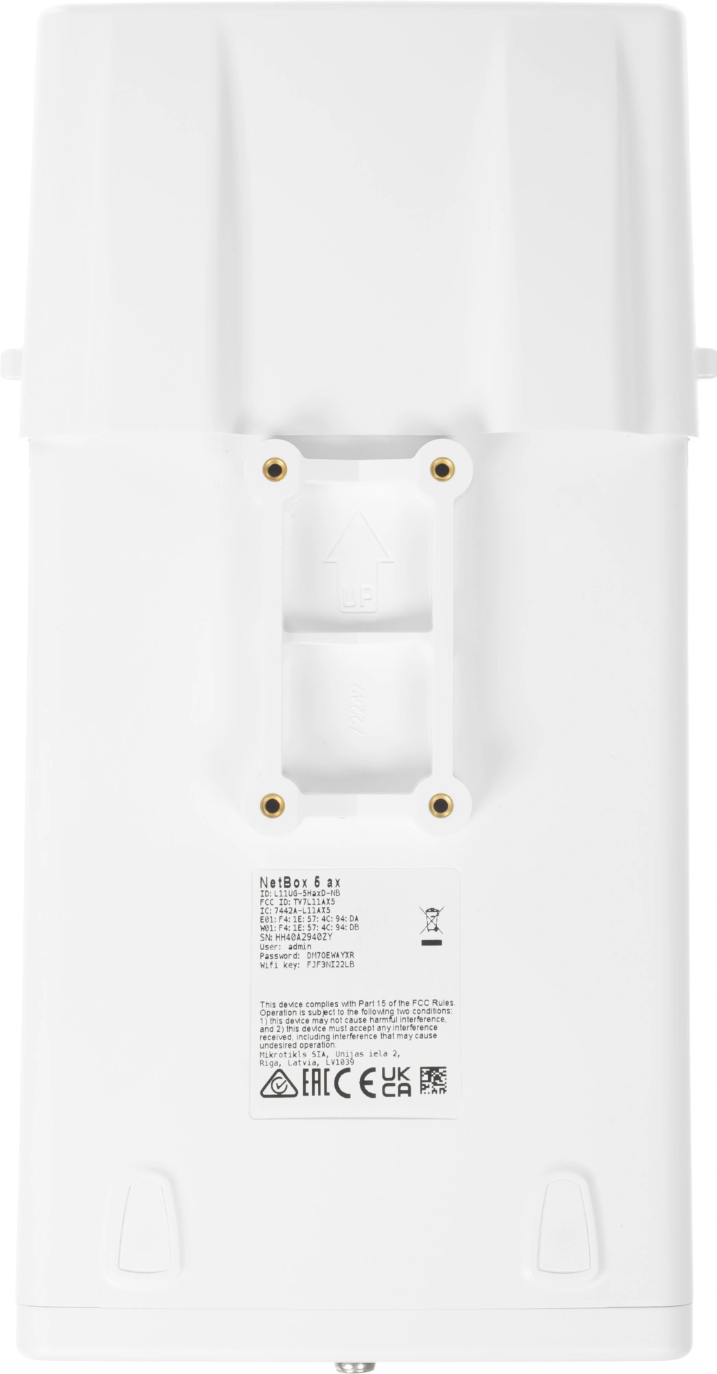 Точка доступа MikroTik NetBox 5 ax (L11UG-5HAXD-NB) AX2400 10/100/1000BASE-TX белый