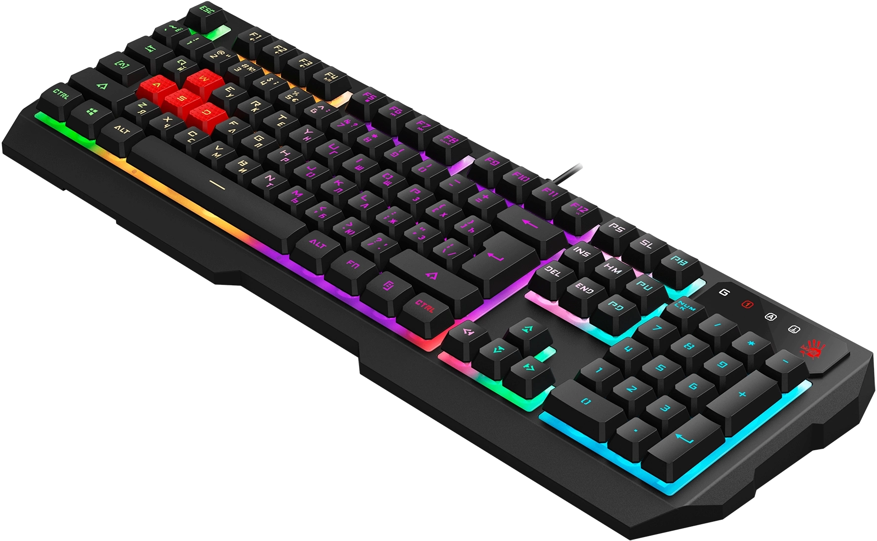 Клавиатура A4Tech B140N черный USB for gamer LED (подставка для запястий) кабель 1.8м