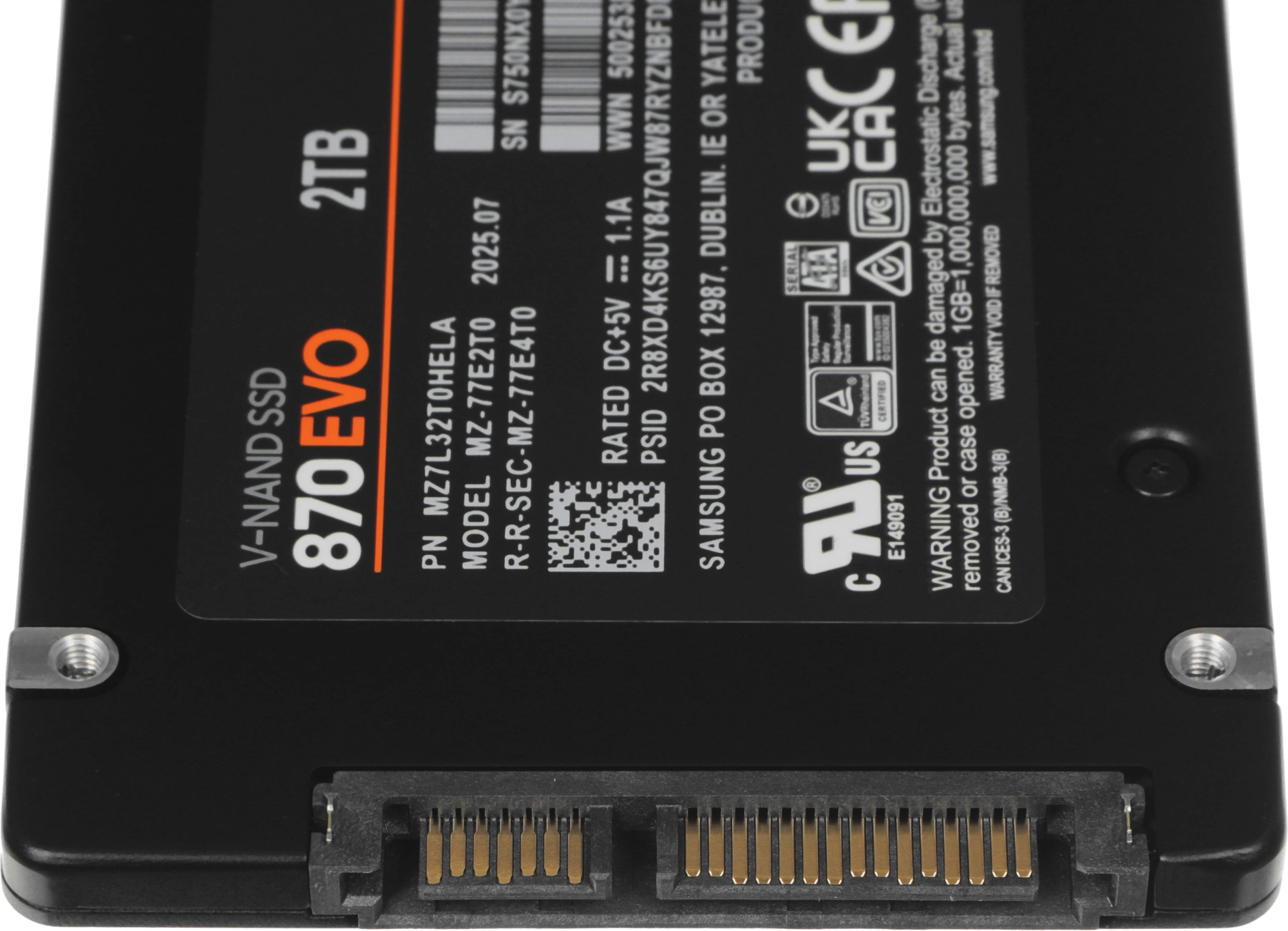 Накопитель SSD Samsung SATA-III 2TB MZ-77E2T0BW 870 EVO 2.5"