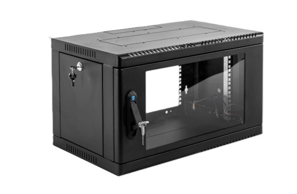 ШРН-9.350-9005 - Шкаф телекоммуникационный настенный сварной 9U (600 х 350) съёмные стенки, дверь стекло, чёрный, ЦМО