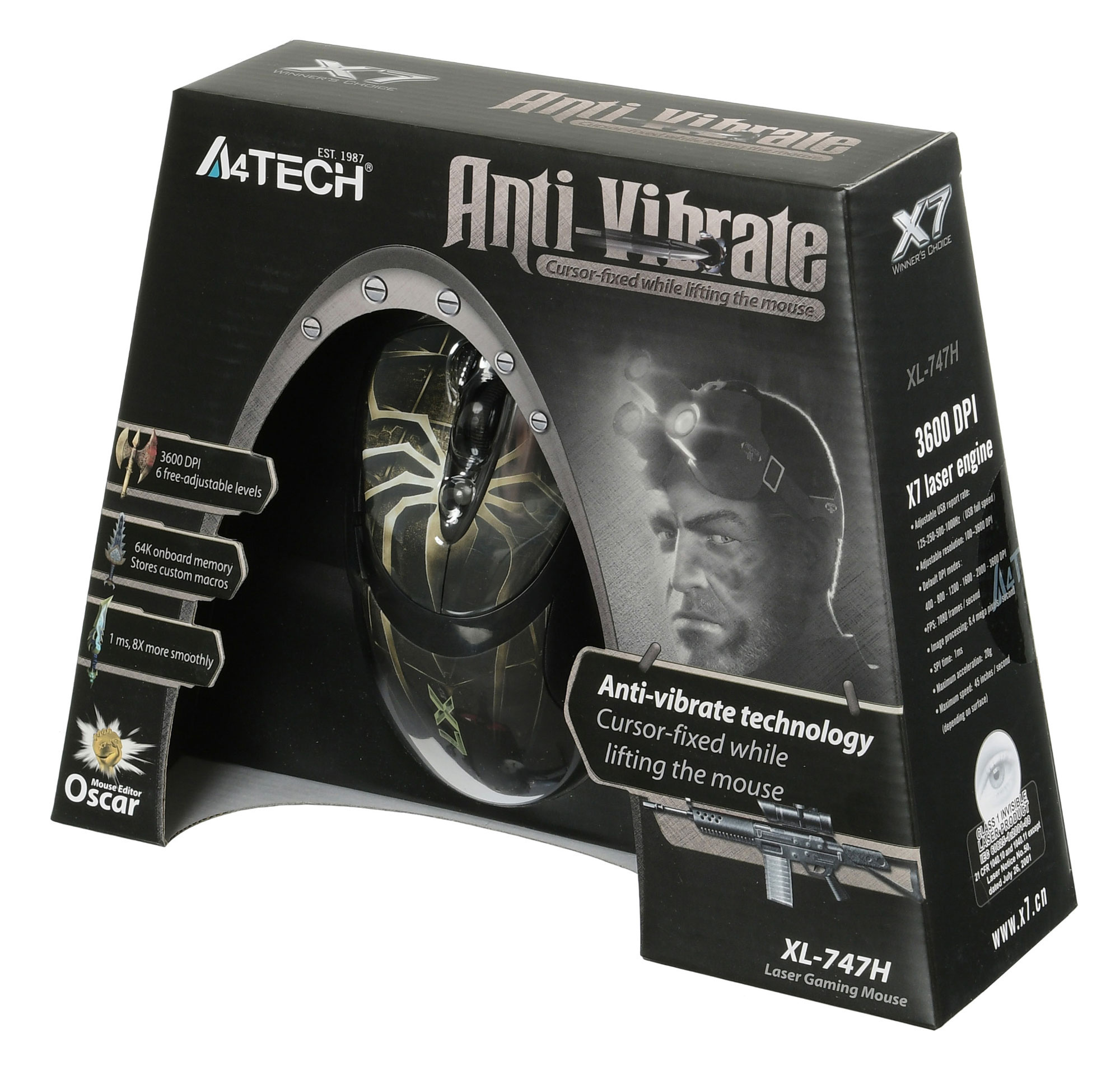 Мышь A4Tech Oscar Editor XL-747H коричневый/рисунок лазерная 3600dpi USB 6but (XL-747H (BROWN SPIDER))