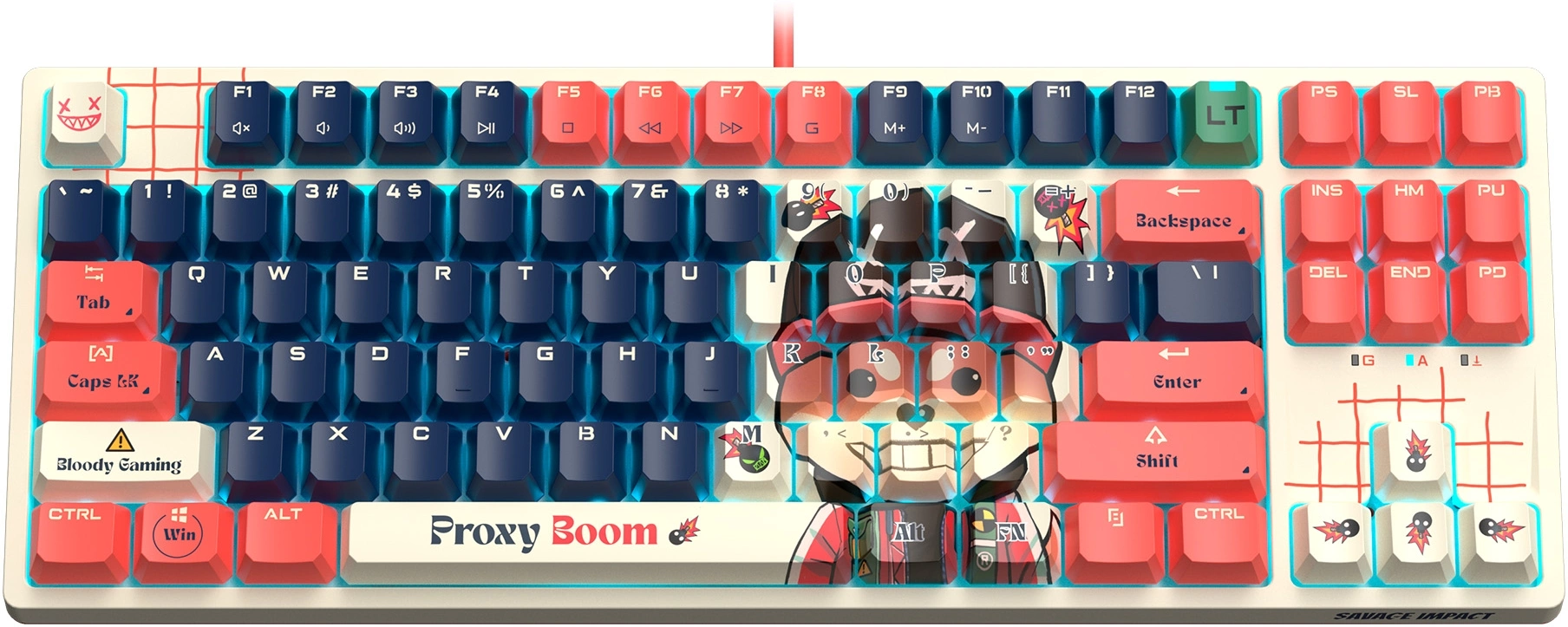Клавиатура A4Tech AT87 Proxy Boom бежевый/красный USB for gamer LED (AT87) кабель 1.8м
