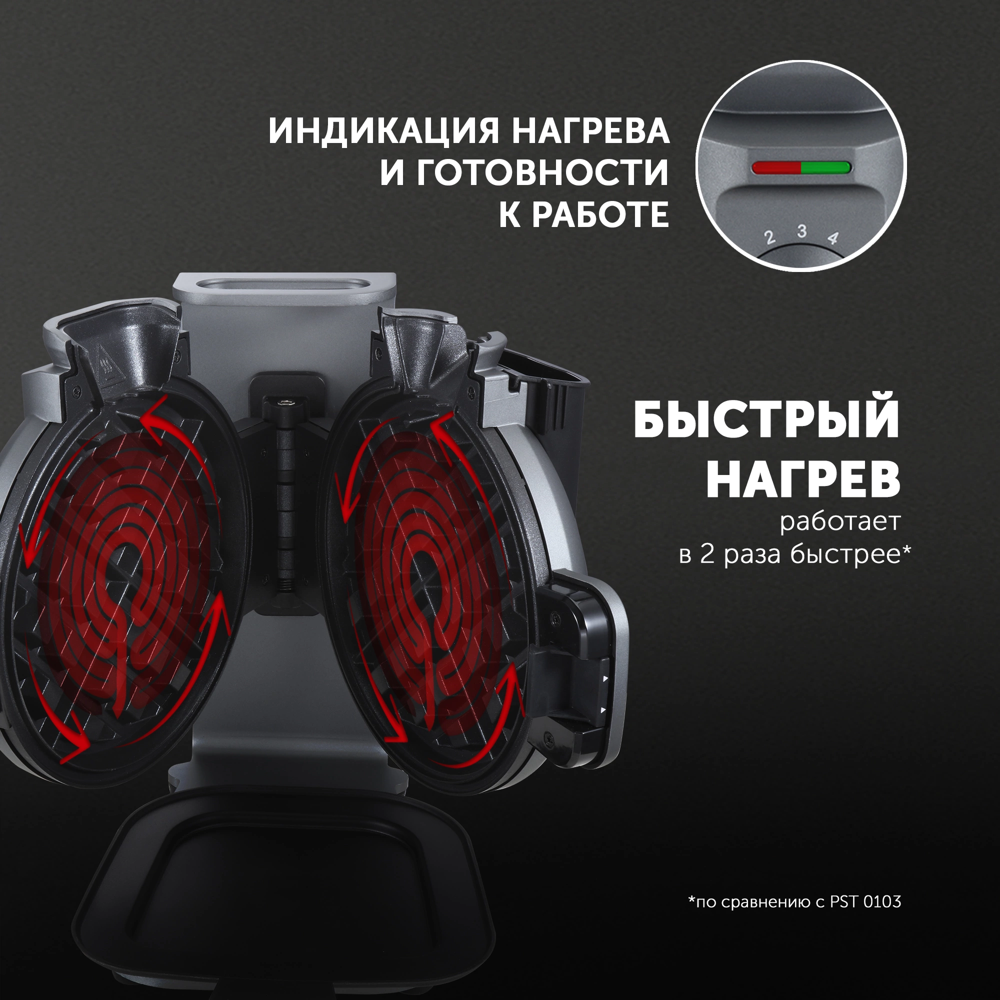 Вафельница Polaris PST 1000 900Вт графитовый