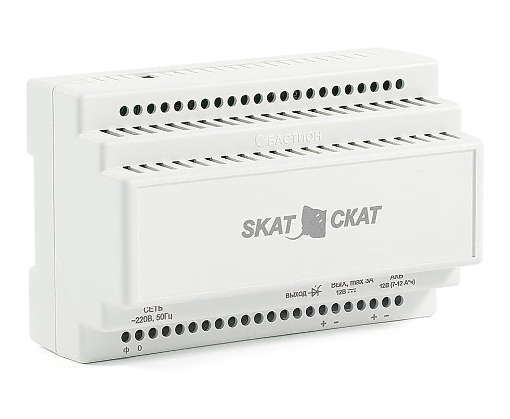 580 SKAT-12-3,0 DIN источник питания 12В 3А пластиковый корпус под DIN рейку 35 мм