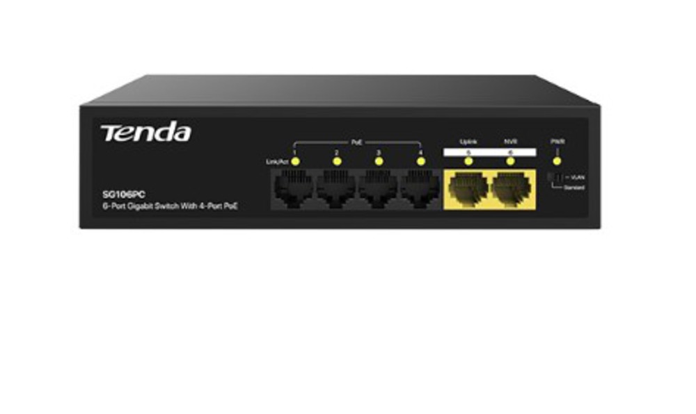 Tenda SG106PC -  Коммутатор неуправляемый с шестью портами 1 Гбит/с.