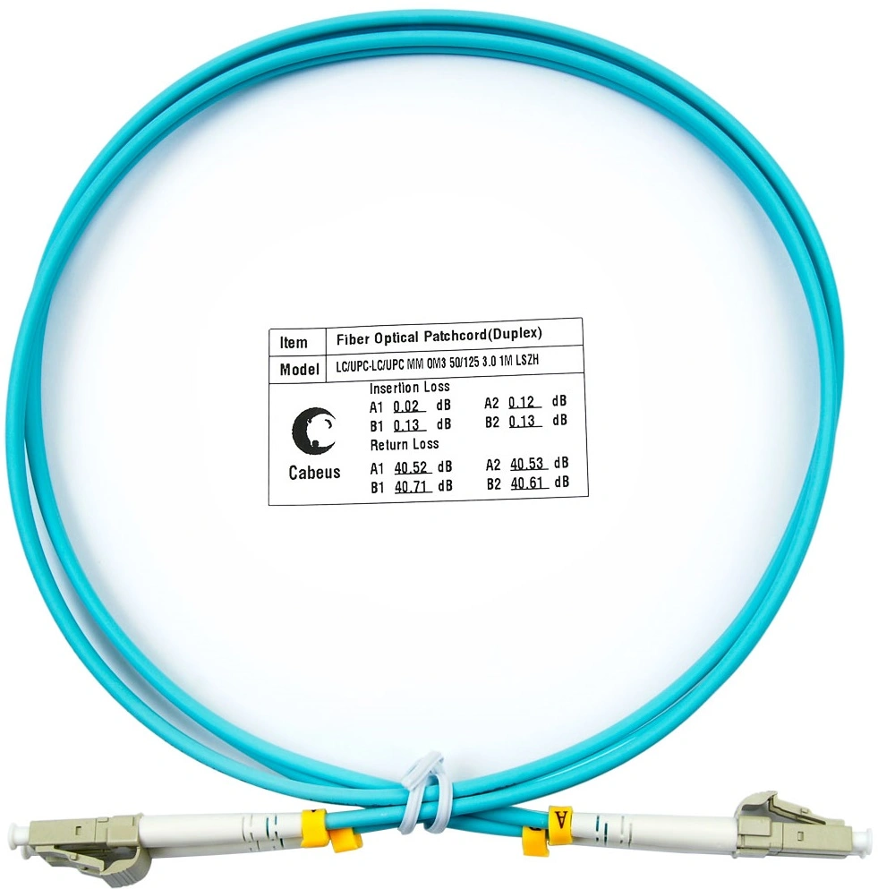 Патч-корд Cabeus FOP-50-LC-LC-1M 2x50/125 OM3 LC дуплекс-LC дуплекс 1м LSZH бирюзовый