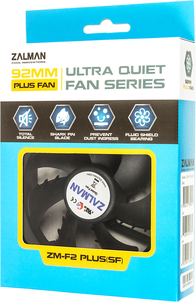 Вентилятор для корпуса Zalman ZM-F2 Plus (SF) 90х90x25 черный 3-pin 23дБ Ret