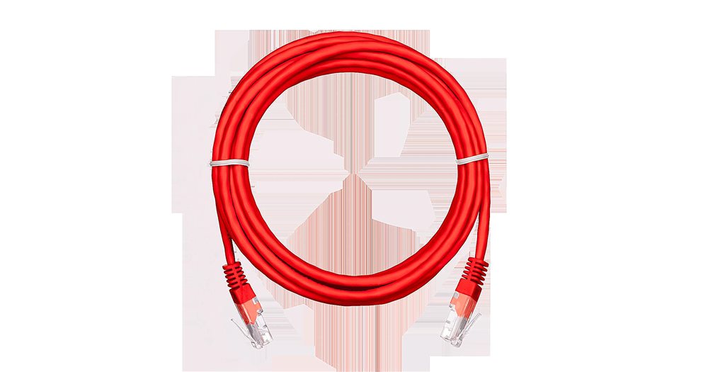 EC-PC4UD55B-BC-PVC-010-RD-10 - Коммутационный шнур NETLAN U/UTP; 5е; RJ45/8P8C; 4 пары; PVC; Многожильный; 1 м. красный. 10шт.
