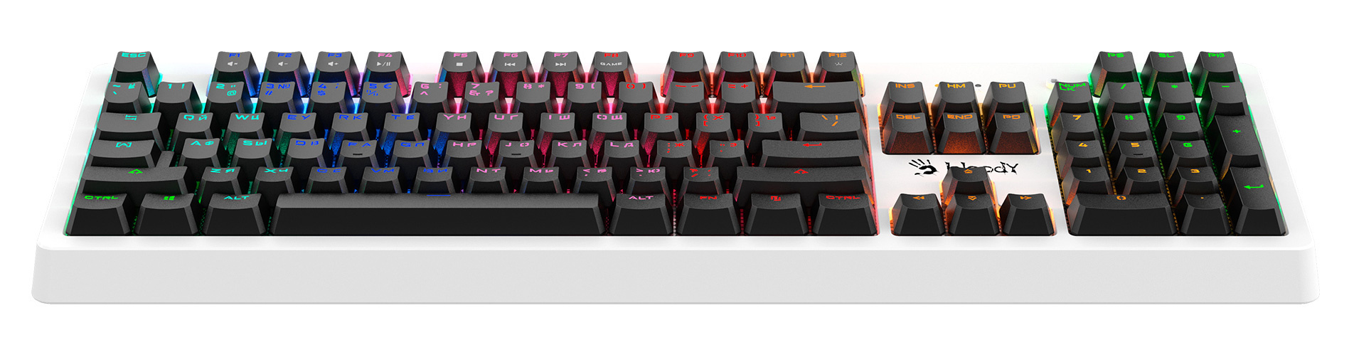 Клавиатура A4Tech B810RC механическая белый/черный USB for gamer LED (B810RC ( WHITE )) кабель 1.8м