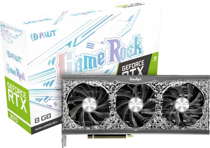 Видеокарта Palit PCI-E 4.0 PA-RTX3070 GAMEROCK 8G V1 LHR NVIDIA GeForce RTX 3070 8Gb 256bit GDDR6 1500/14000 HDMIx1 DPx3 HDCP Ret
