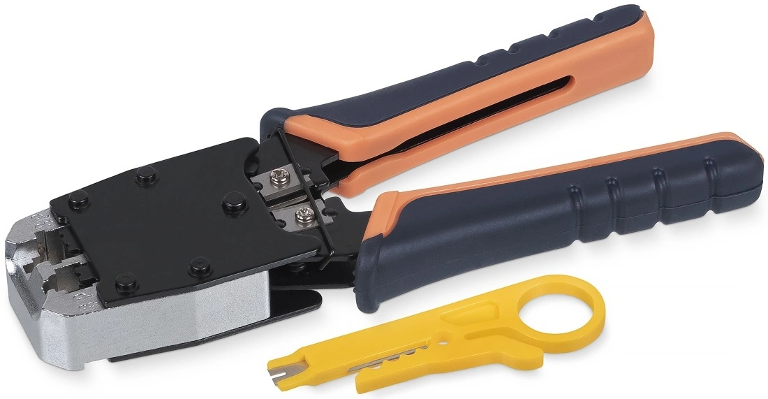 Инструмент обжимной Cabeus HT-500 для RJ-45/RJ-12/RJ-11 черный/оранжевый