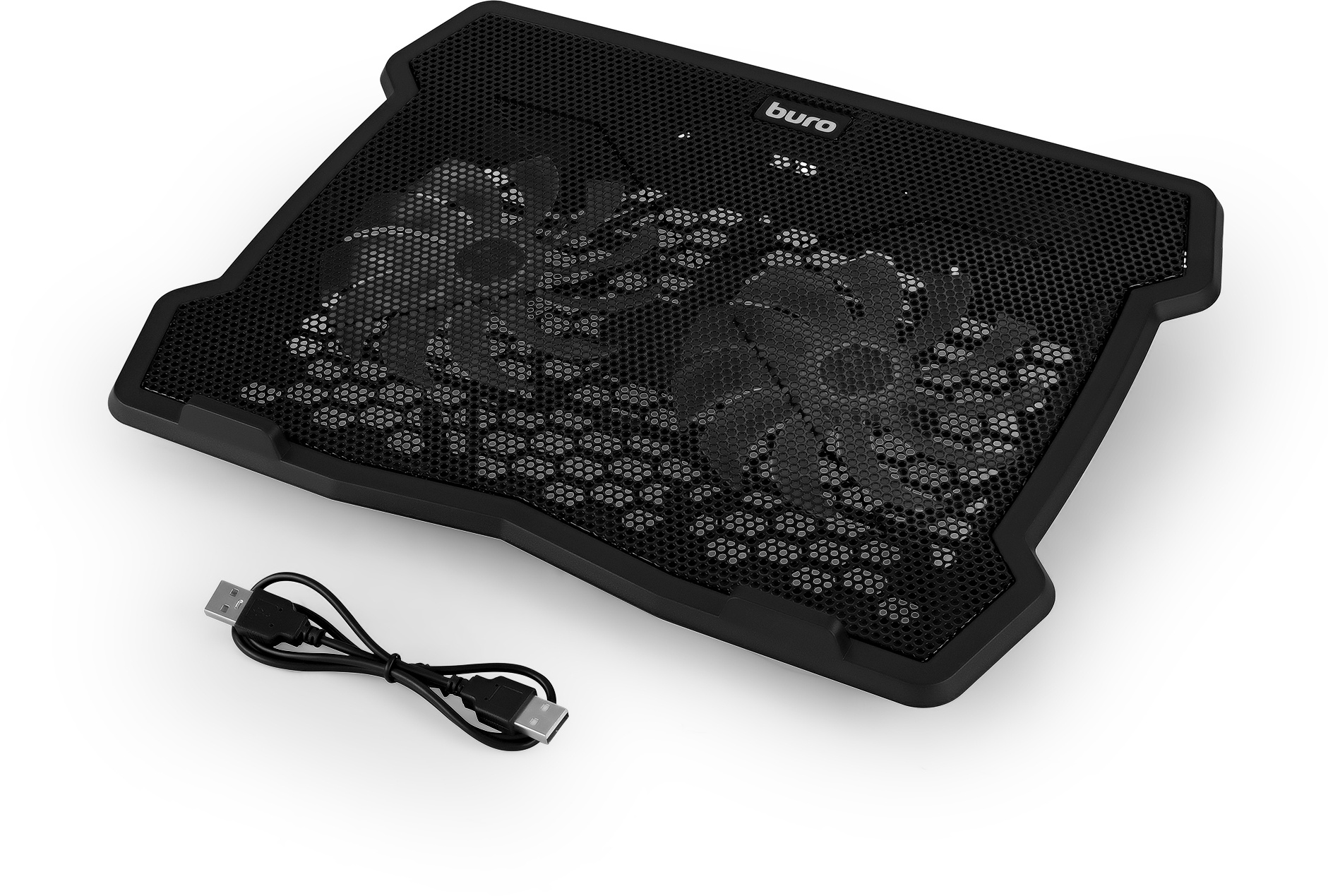 Подставка для ноутбука Buro BU-LCP150-B212 15" 335x265x22мм 74.35дБ 1xUSB 2x 140ммFAN 480г металлическая сетка/пластик черный