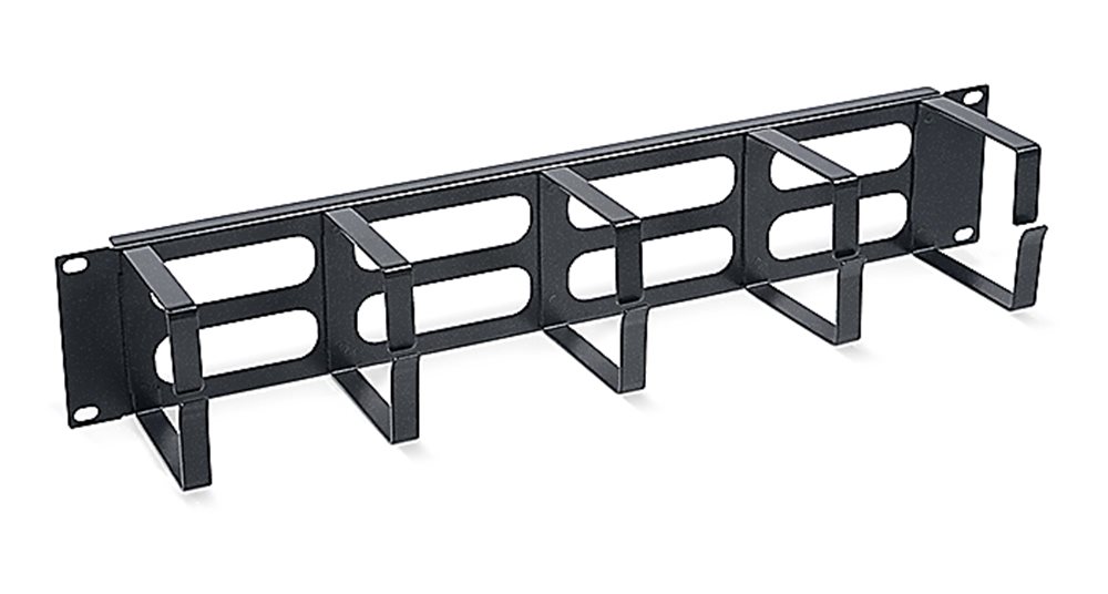 Cabeus JB08-2U-BK - Кабельный органайзер Cabeus горизонтальный 19" 2U, 5 колец, металлический, цвет черный (RAL9004)