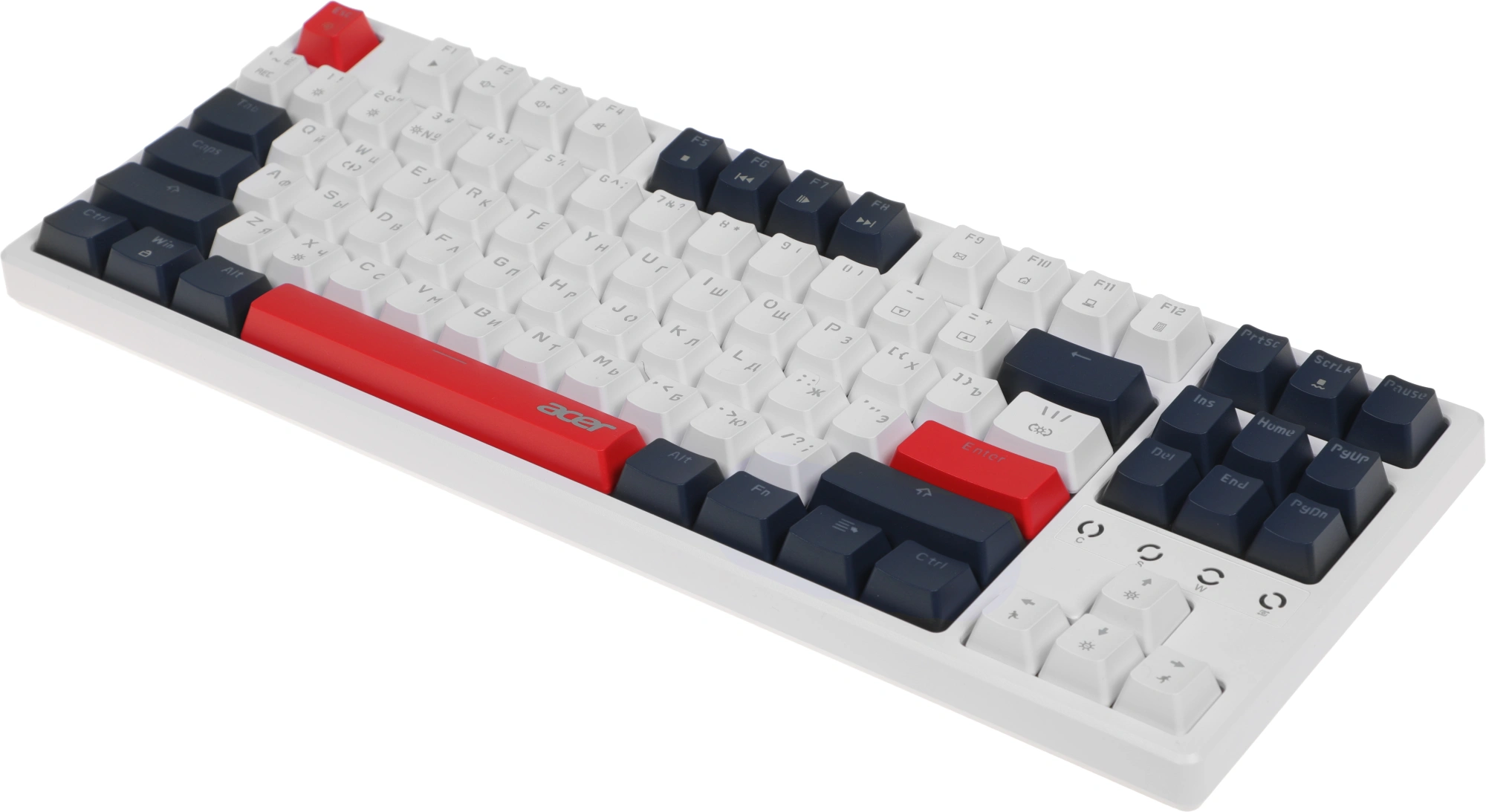 Клавиатура Acer OKW305 механическая белый USB for gamer LED (ZL.KBDCC.01W) кабель 1.8м