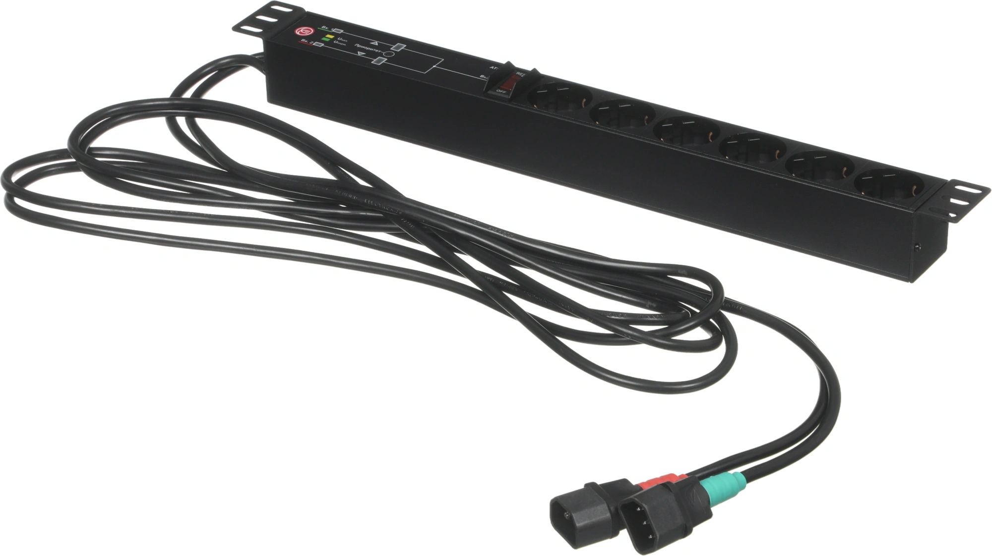 АВР Elemy ATS-1602 1U 19" ввод:2xIEC C14 выход:6xSchuko8A черный