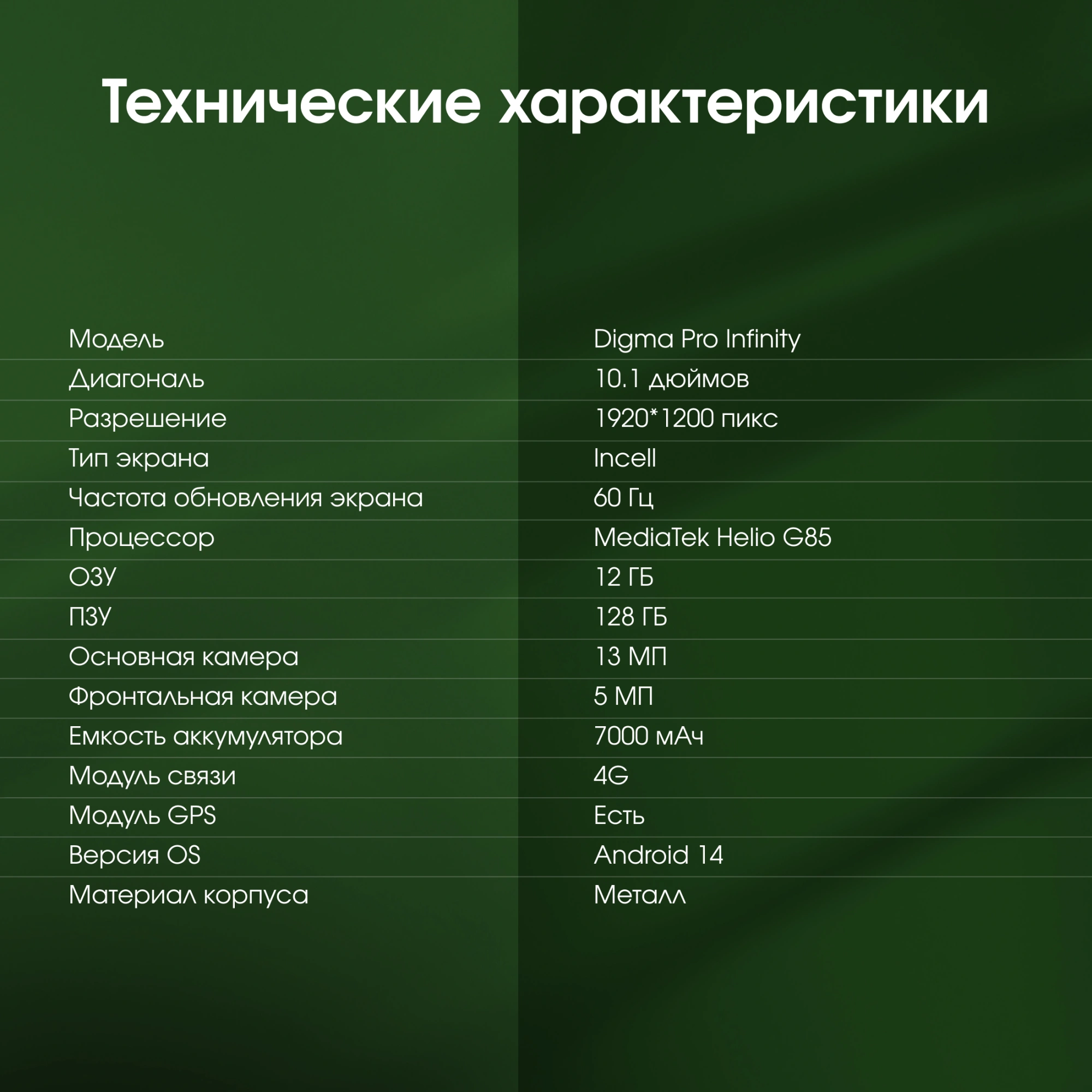 Планшет Digma Pro Infinity G85 (2.0) 8C RAM6Gb ROM128Gb 10.1" In-Cell 1920x1200 4G Android 14 темно-серый 13Mpix 5Mpix BT WiFi microSD 256Gb 7000mAh 200hrs