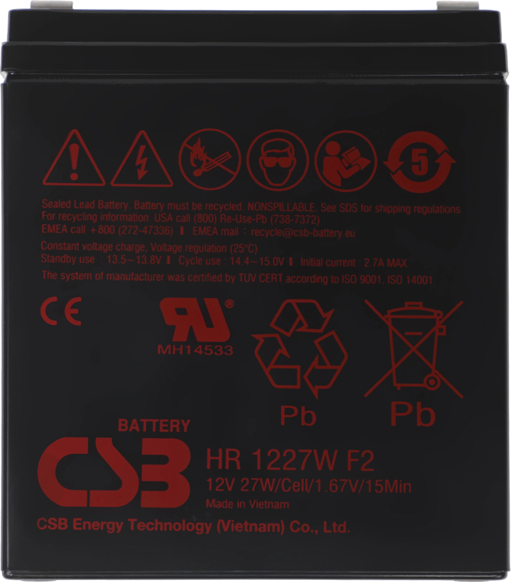 Батарея для ИБП CSB HR1227W F2 12В 7.5Ач