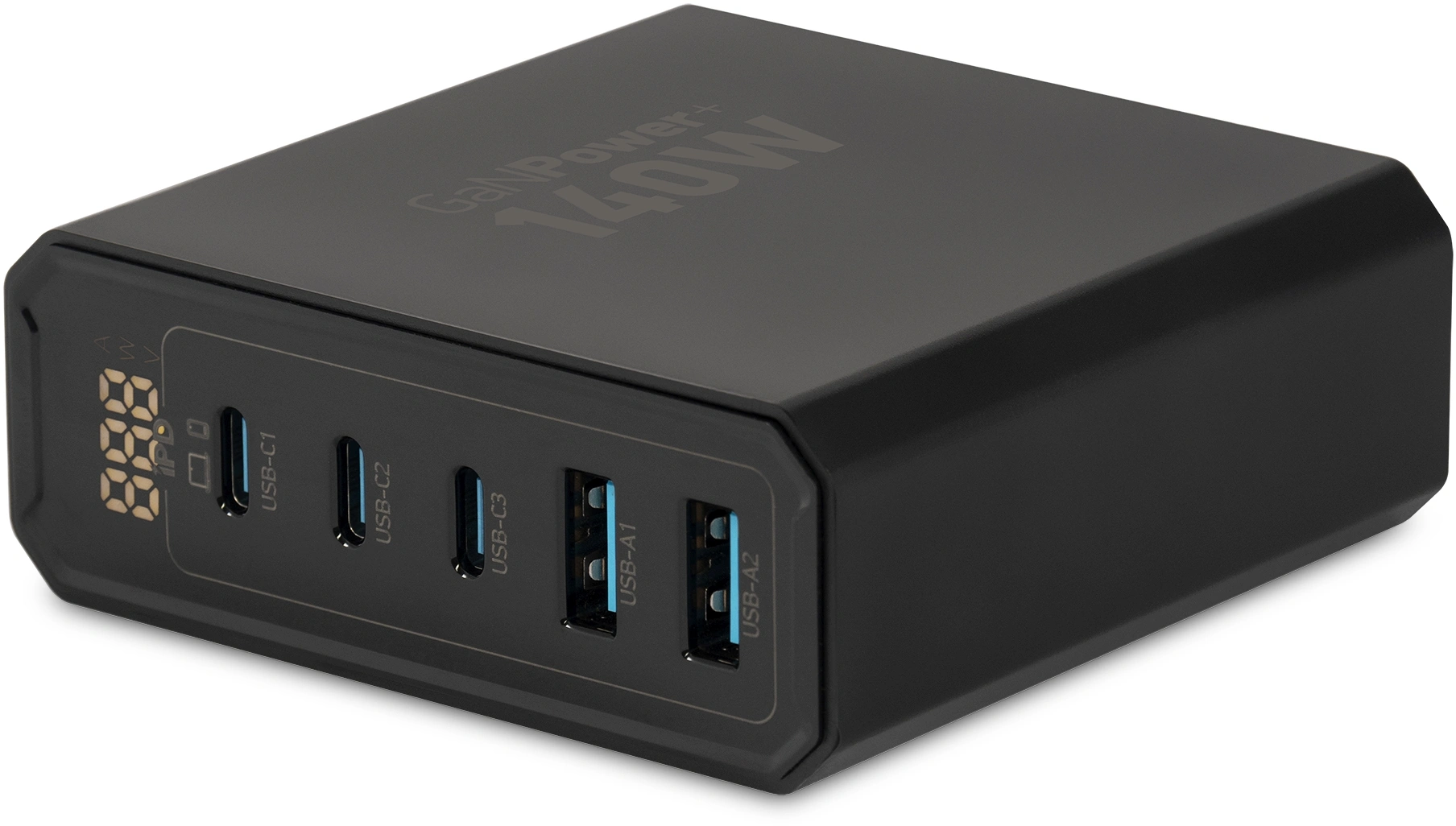 Настольное зар./устр. Digma Pro DPW10A 140W 5A (PD+QC) 3хUSB-C/2xUSB-A универсальное черный (DPW1A4G024BK)