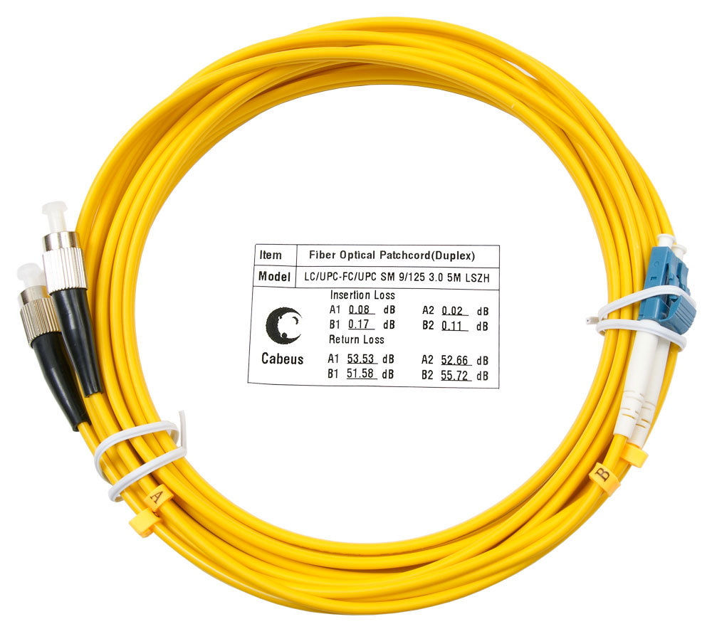 Cabeus FOP(d)-9-LC-FC-5m - Шнур оптический duplex LC-FC 9/125 sm 5м LSZH