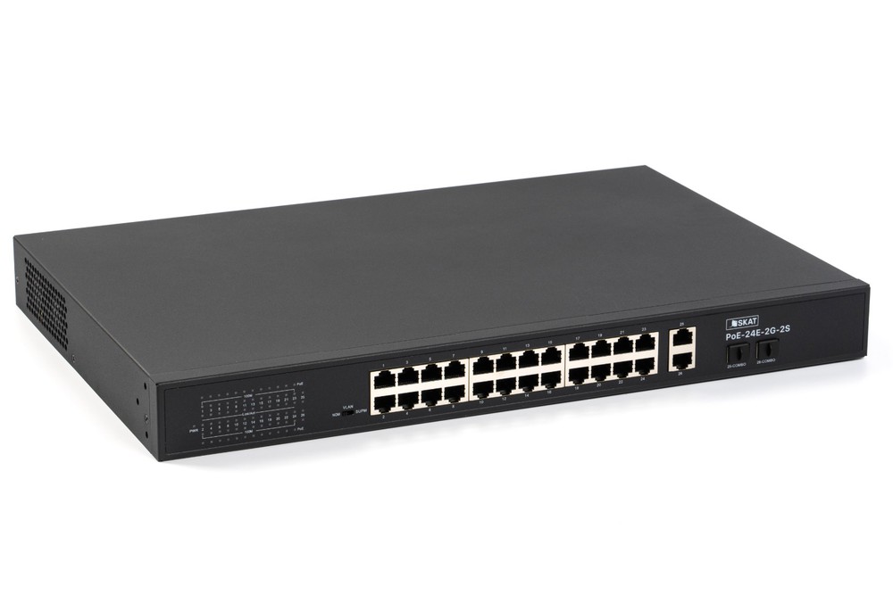 4085 SKAT PoE-24E-2G-2S коммутатор PoE Plus, мощность 260Вт, порты: 24-Ethernet PoE, 2-Uplink, 2-SFP