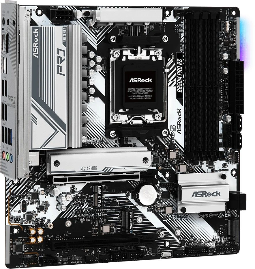 Материнская плата Asrock B650M PRO RS Socket AM5 AMD B650 4xDDR5 mATX AC`97 8ch(7.1) 2.5Gg RAID+HDMI+DP