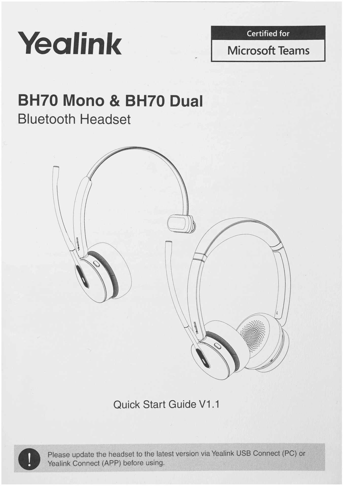 Наушники с микрофоном Yealink BH70 Dual UC USB-A черный накладные BT оголовье