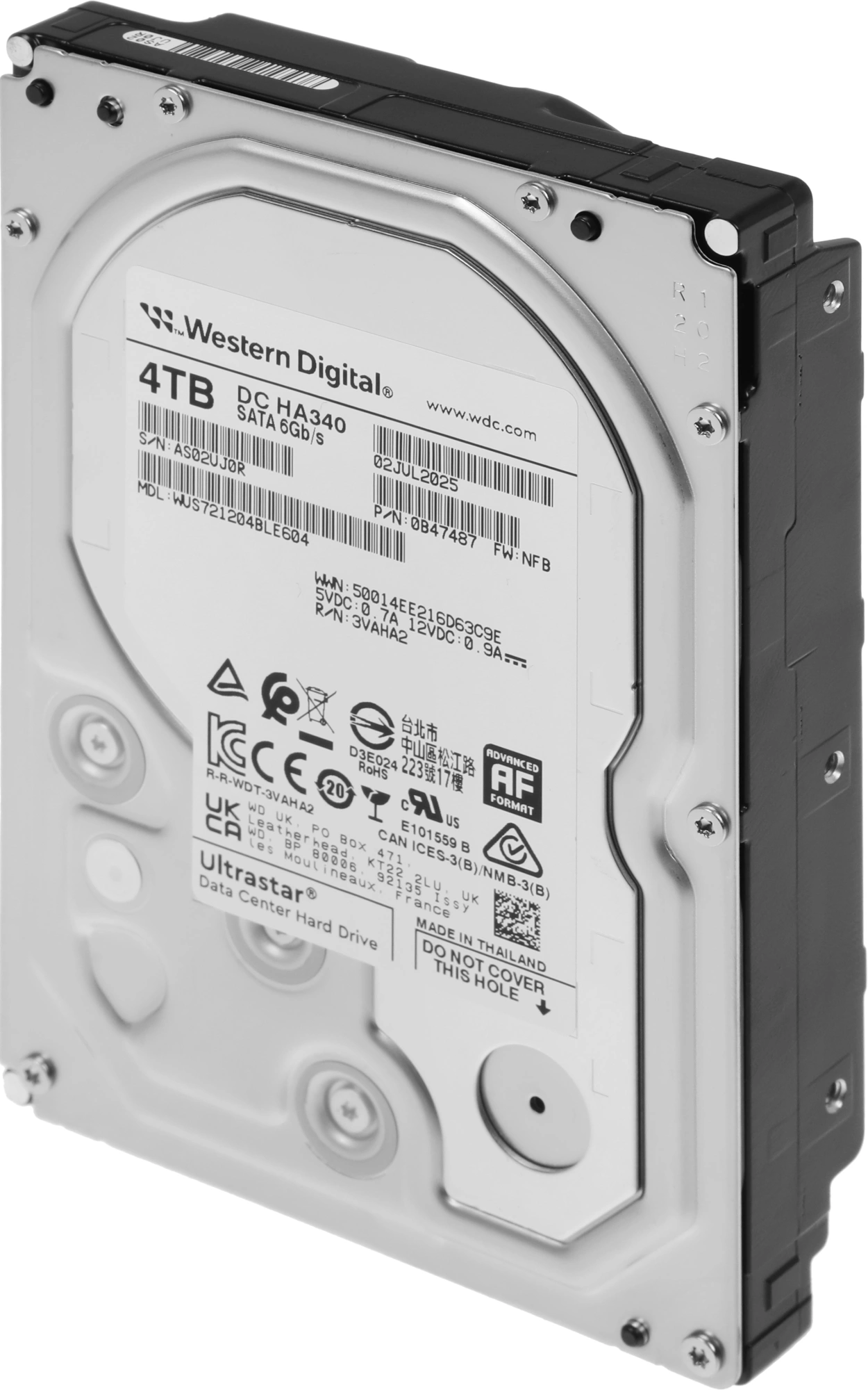 Жесткий диск WD SATA-III 4TB 0B47487 WUS721204BLE604 Ultrastar DC HA340 512E (7200rpm) 256Mb 3.5"