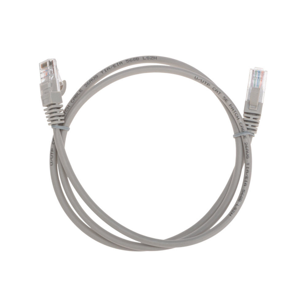 02-0100-1 - Патч-корд U/UTP, CAT 5e, RJ45-RJ45, 26AWG, LSZH, серый, 1м, Rexant