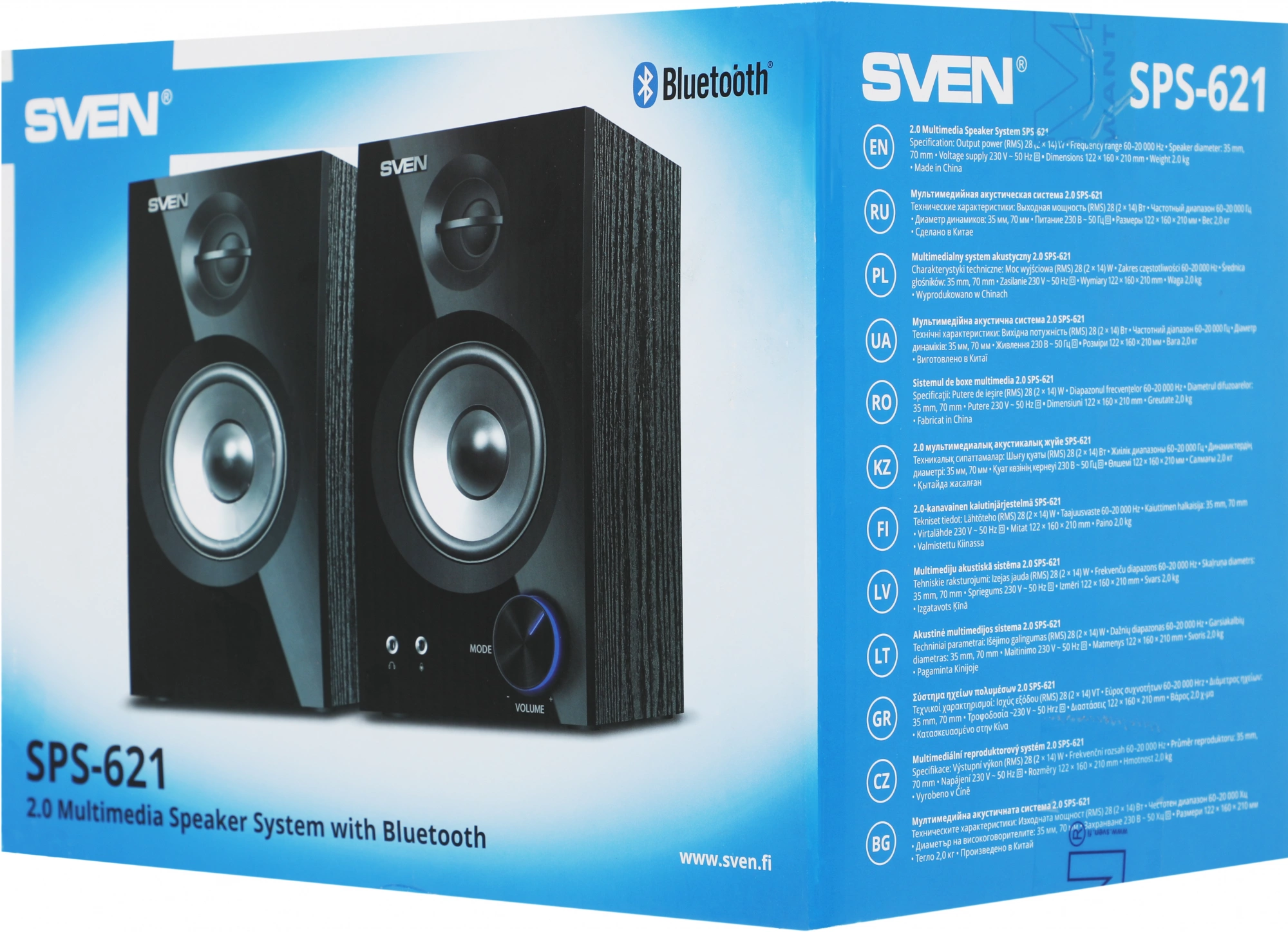 Колонки Sven SPS-621 2.0 черный 28Вт BT