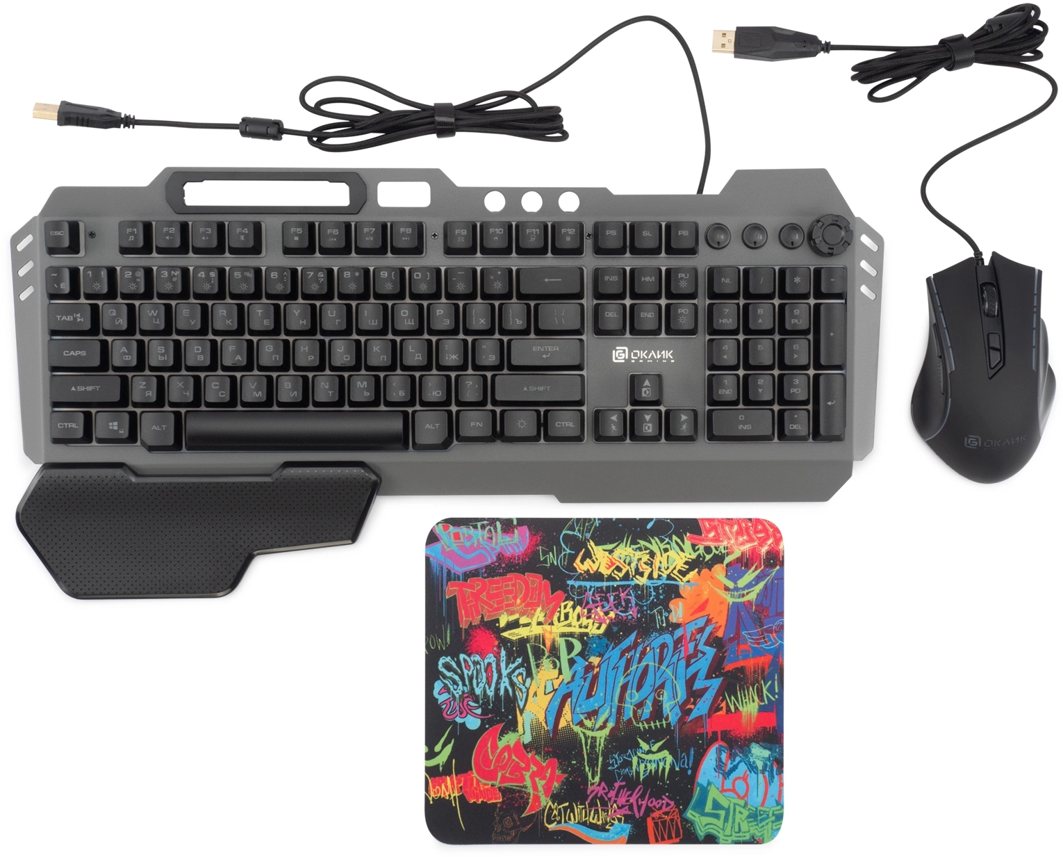 Клавиатура + мышь Оклик 700GMK клав:черный мышь:черный USB Multimedia LED (1533156)