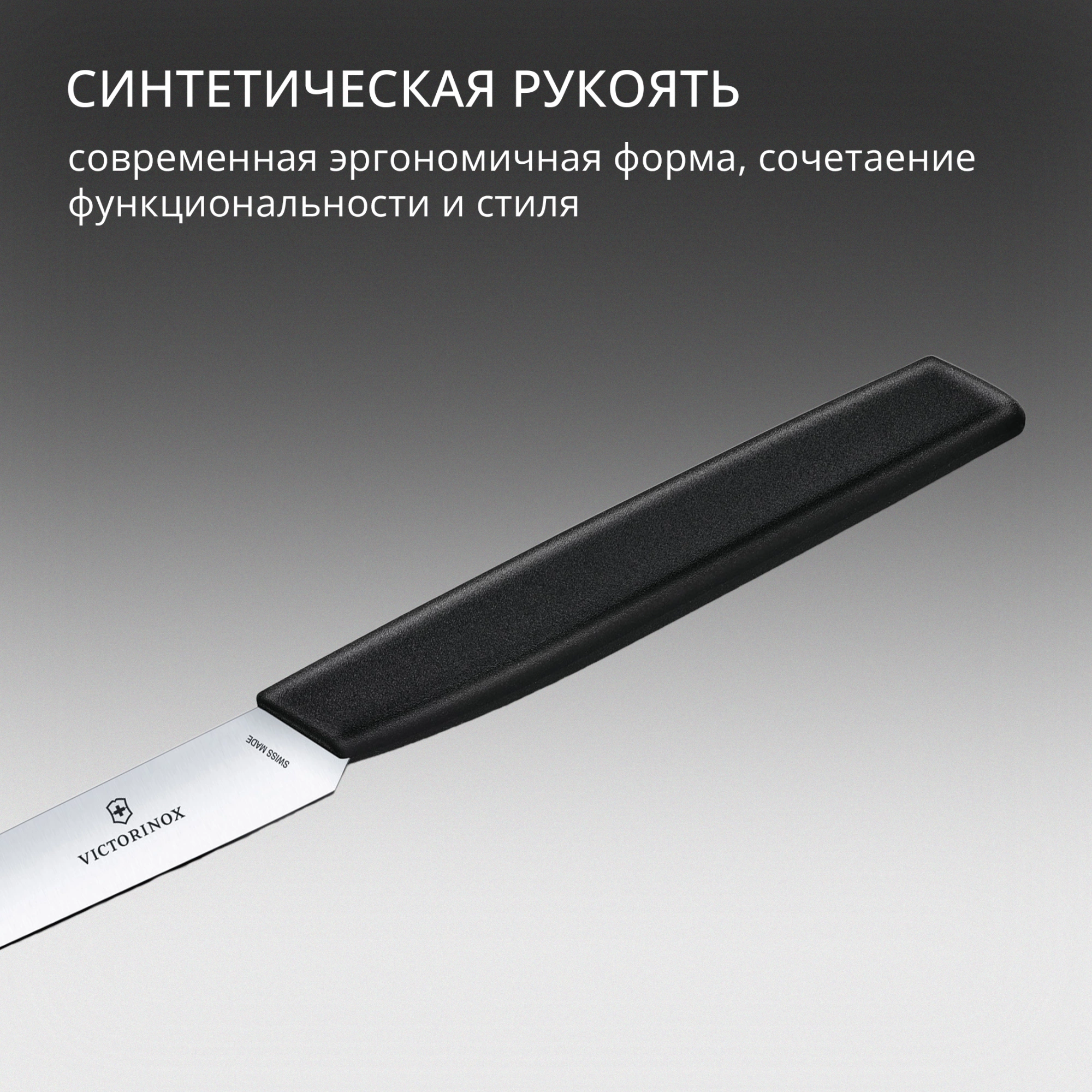 Нож кухонный Victorinox Swiss Modern (6.9003.10) стальной универсальный лезв.100мм прямая заточка черный