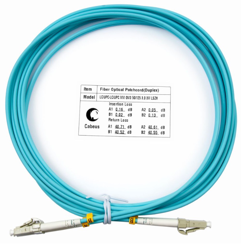 Cabeus FOP-50-LC-LC-3m Шнур оптический duplex LC-LC 50/125 mm OM3 3м LSZH