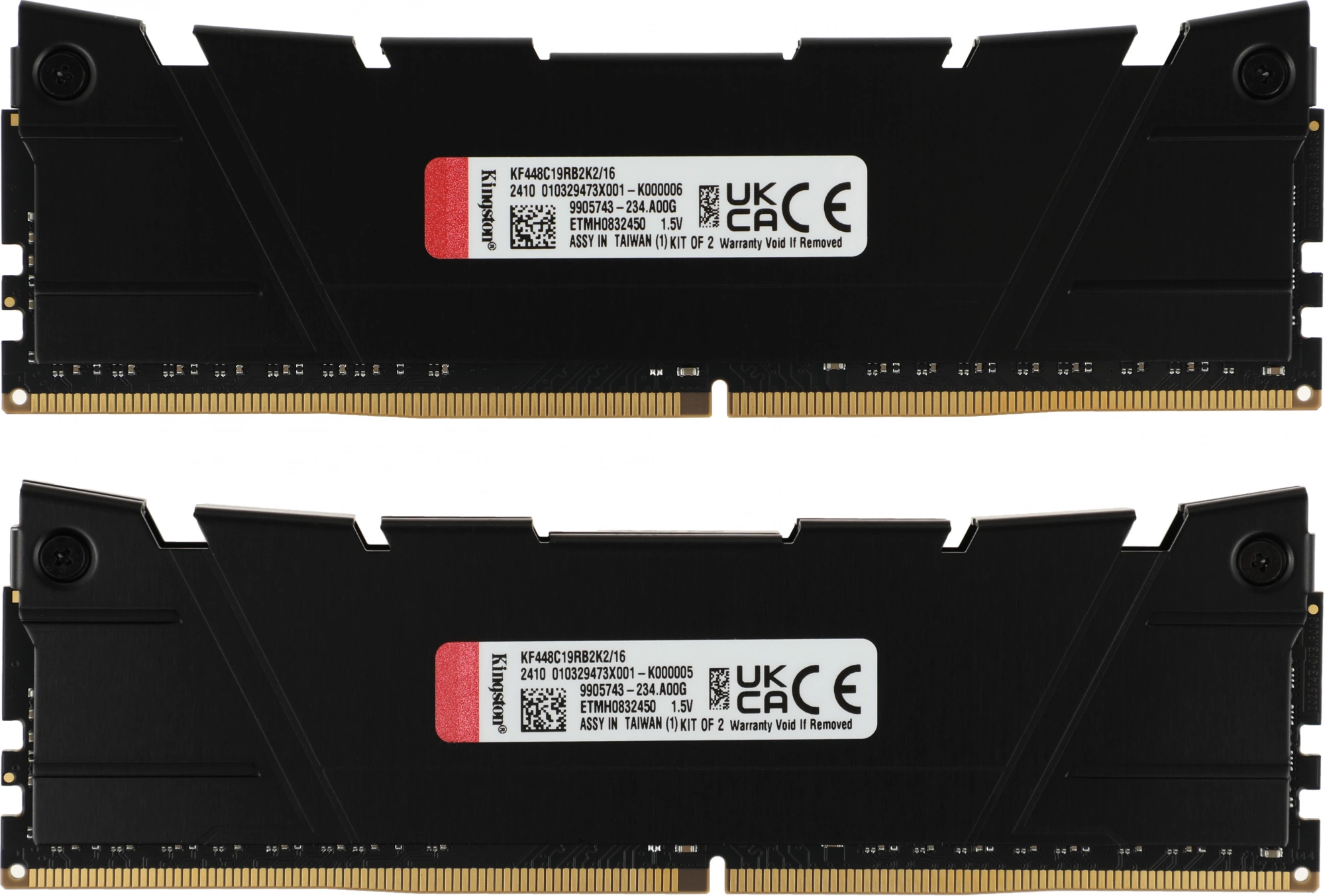 Память DDR4 2x8GB 4800MHz Kingston KF448C19RB2K2/16 Fury Renegade Black RTL Gaming PC4-38400 CL19 DIMM 288-pin 1.5В kit single rank с радиатором Ret
