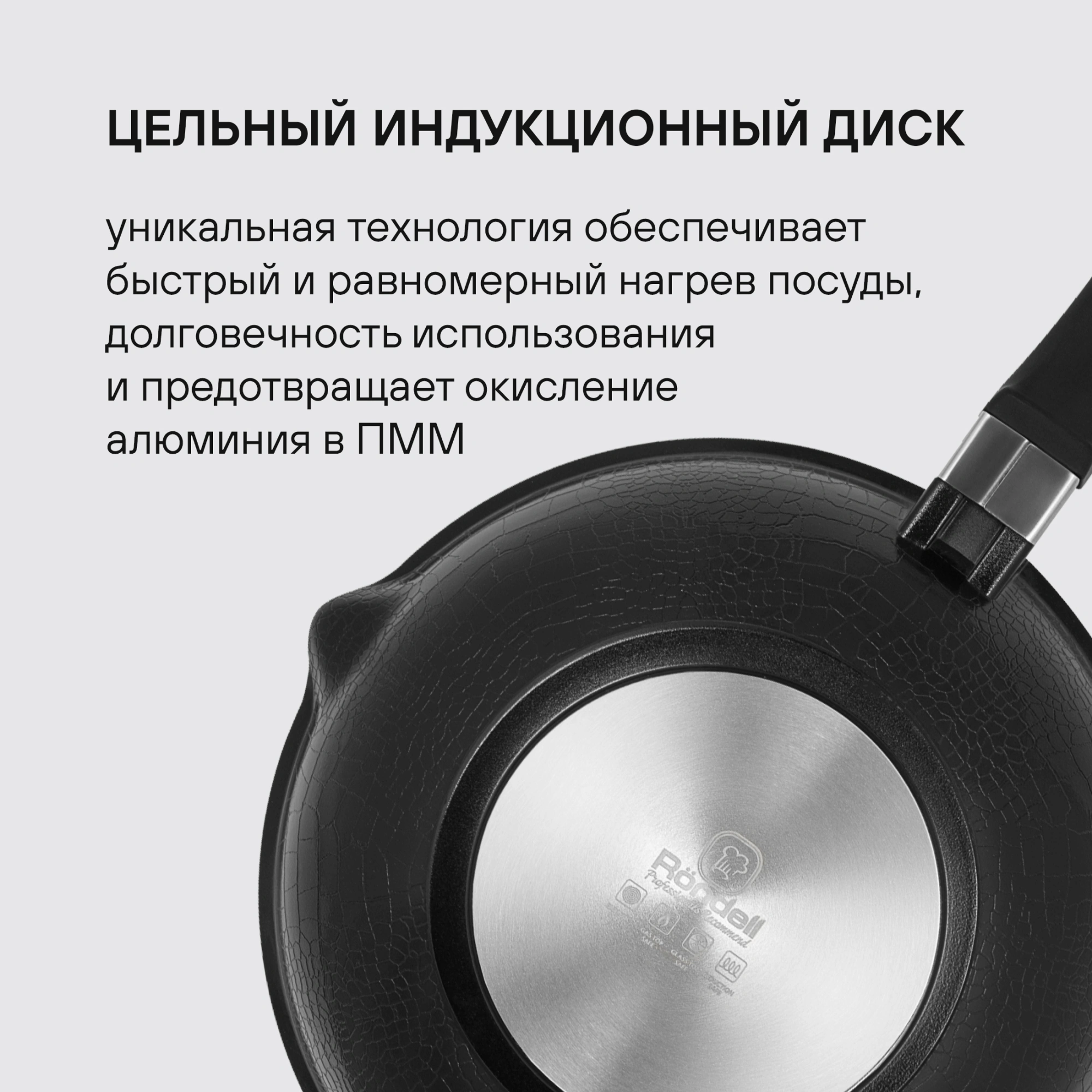 Сковорода ВОК (WOK) Rondell Escurion RDA-870 круглая 28см покрытие: Xylan Plus ручка съемная (с крышкой) черный