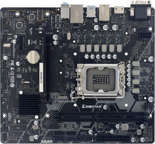 Материнская плата Biostar H610MH D5 Soc-1700 Intel H610 2xDDR5 mATX AC`97 8ch(7.1) GbLAN+VGA+HDMI
