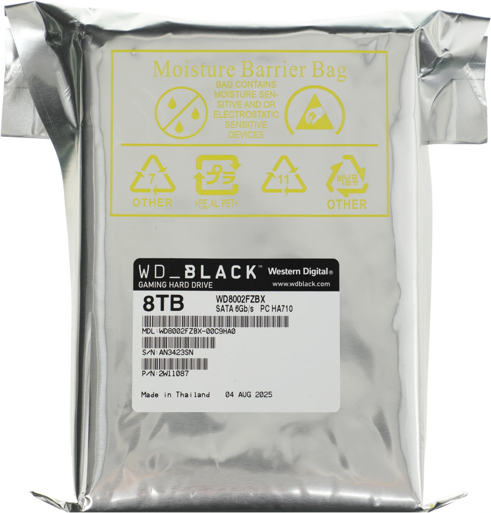 Жесткий диск WD SATA-III 8TB WD8002FZBX Desktop Black (7200rpm) 256Mb 3.5"