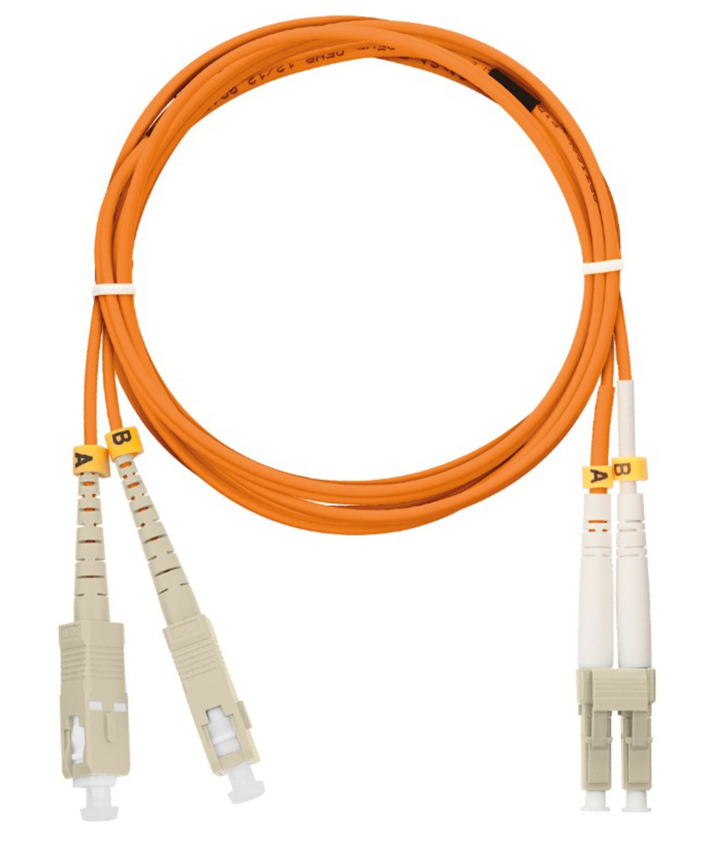 NMF-PC2M2C2-SCU-LCU-003 - Шнур волоконно-оптический, переходной, многомодовый 50/125мкм, стандарта ОМ2, SC/UPC-LC/UPC, двойной, LSZH нг(A)-HFLTx, 2мм, оранжевый, 3м, NIKOMAX
