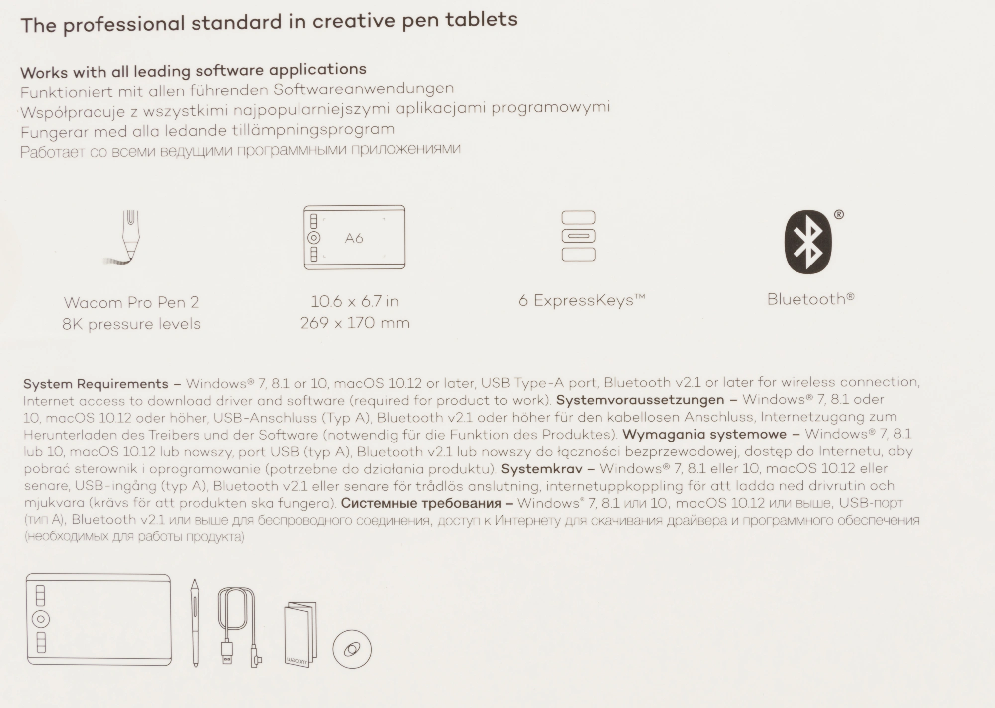 Графический планшет Wacom Intuos Pro PTH-460 Bluetooth/USB черный