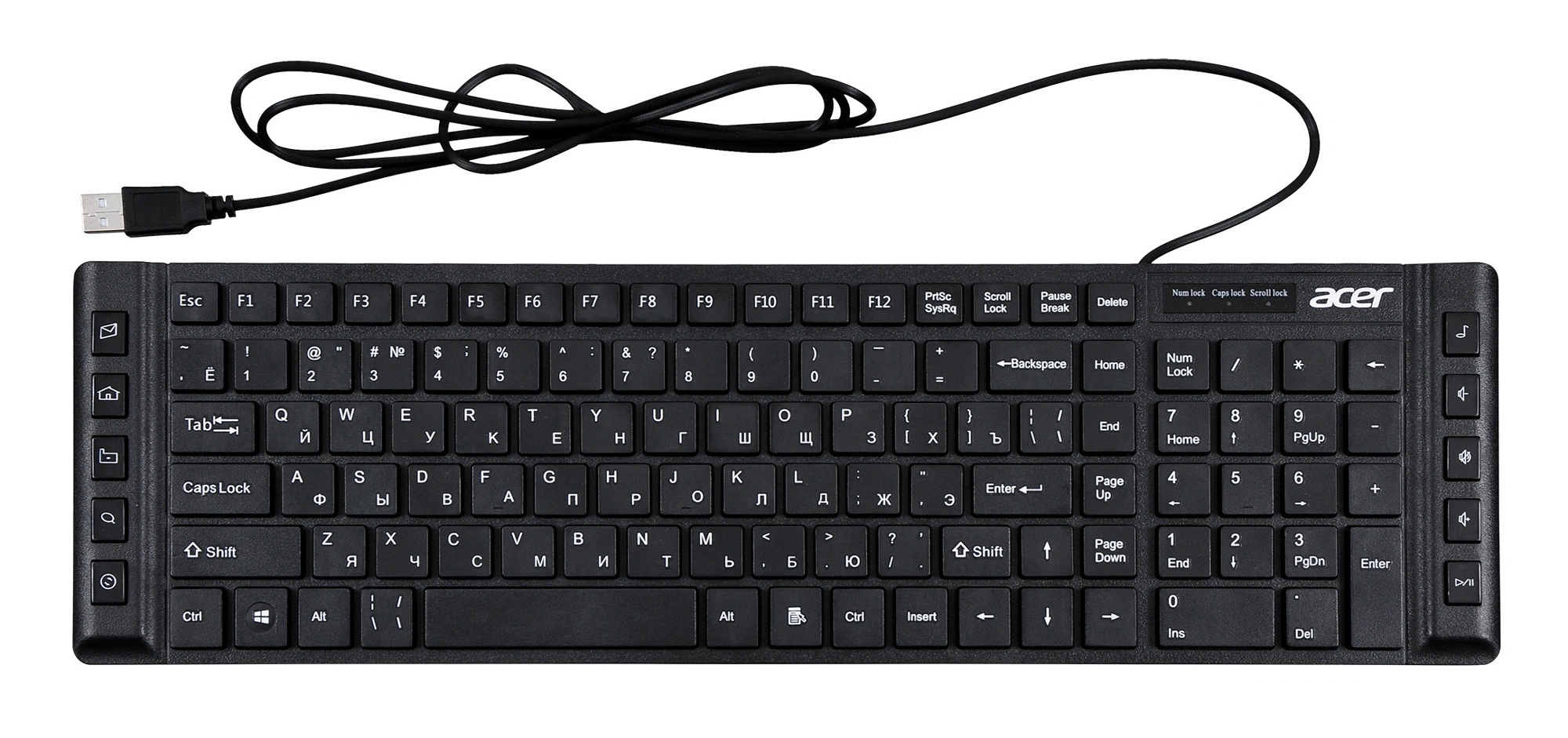 Клавиатура Acer OKW010 черный USB slim Multimedia (ZL.KBDEE.002) кабель 1.45м