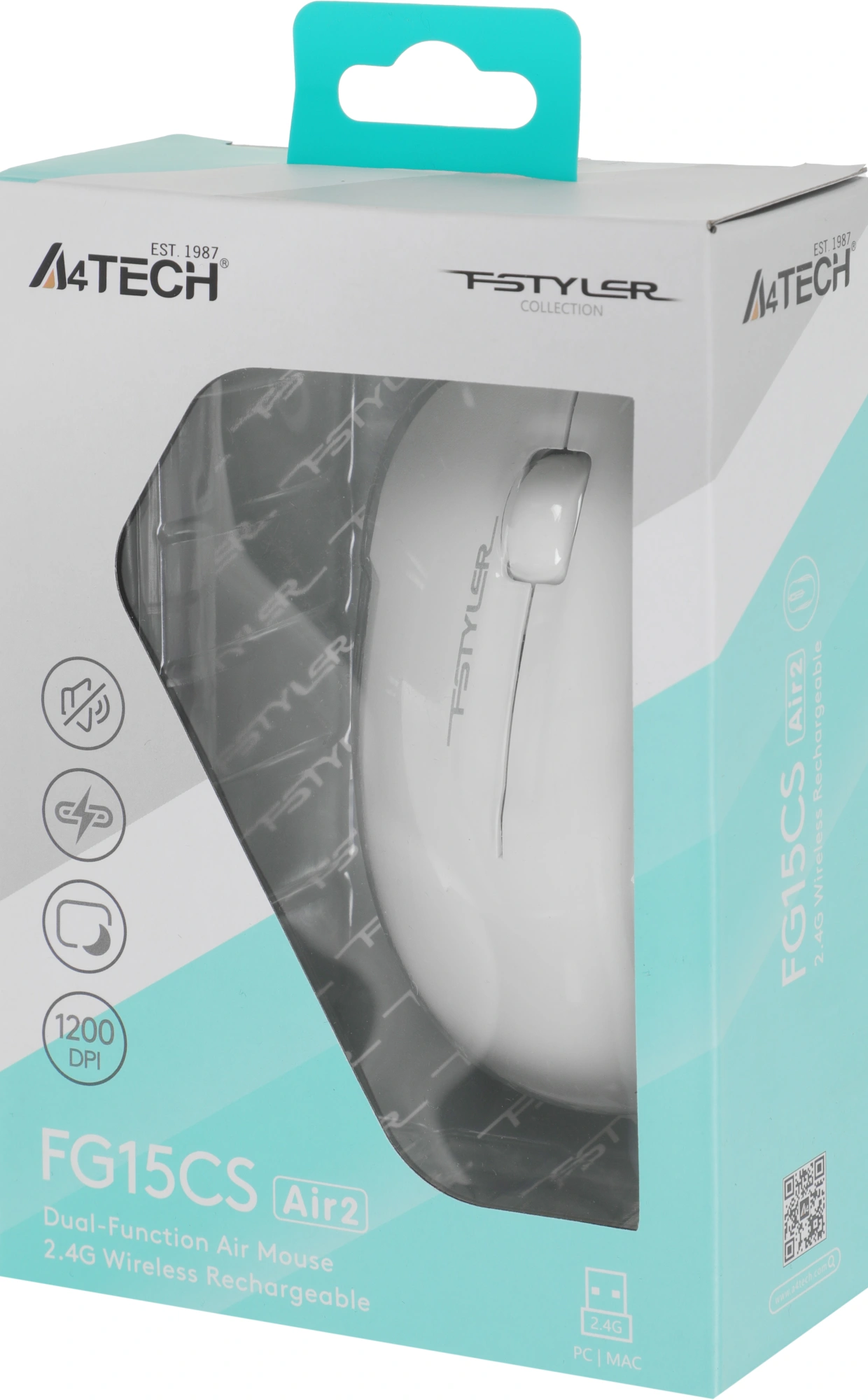 Мышь A4Tech Fstyler FG15CS Air2 белый оптическая 1200dpi silent беспров. USB для ноутбука 3but