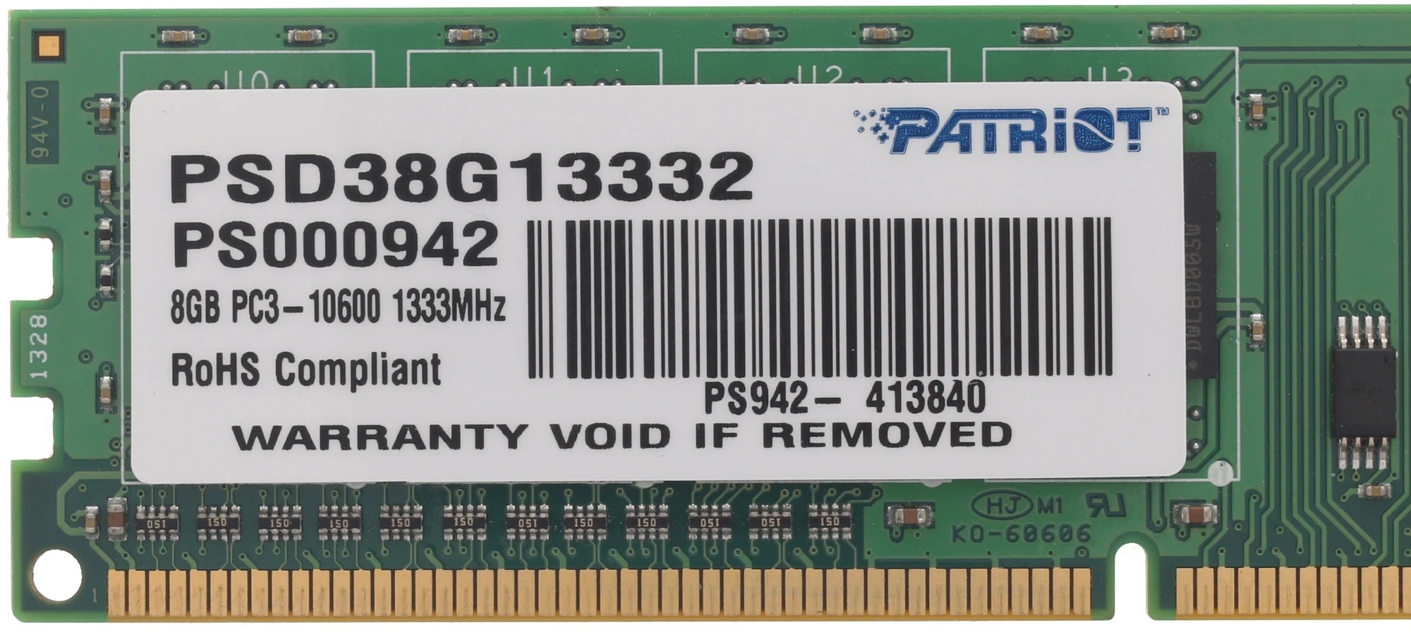 Память DDR3 8Gb 1333MHz Patriot PSD38G13332 RTL PC3-10600 CL9 DIMM 240-pin 1.5В dual rank Ret